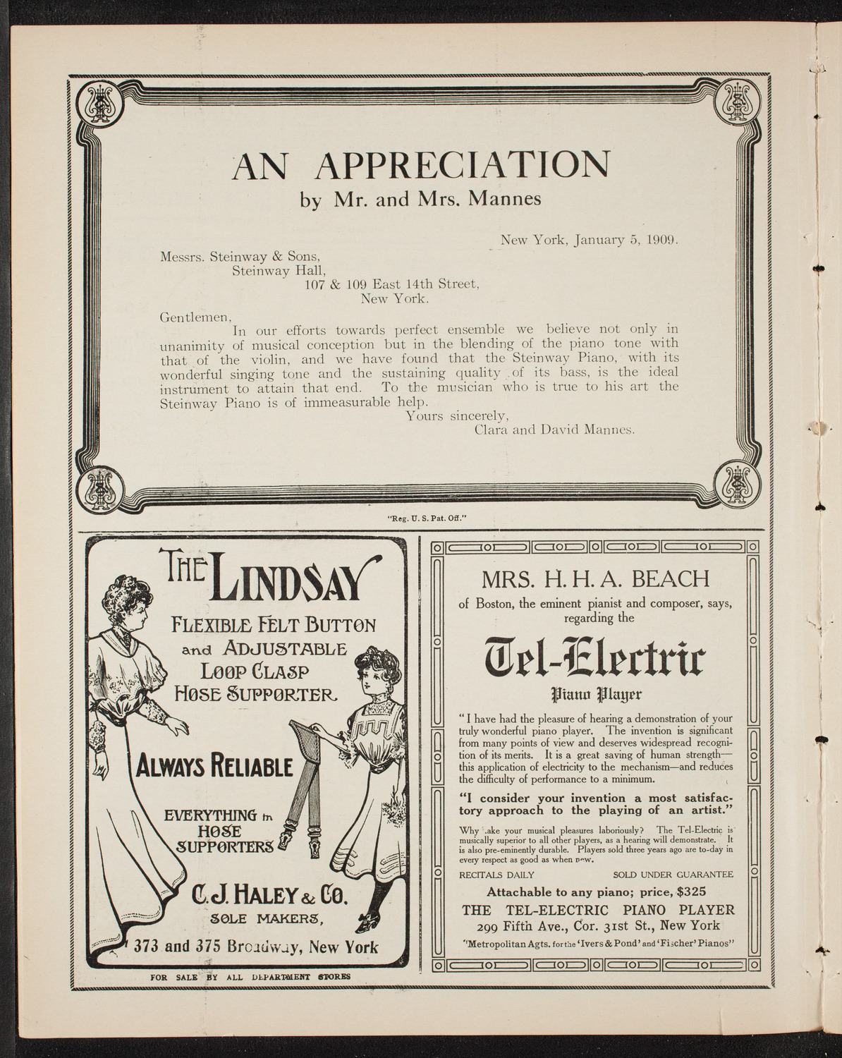 The Civic Forum, January 12, 1909, program page 4