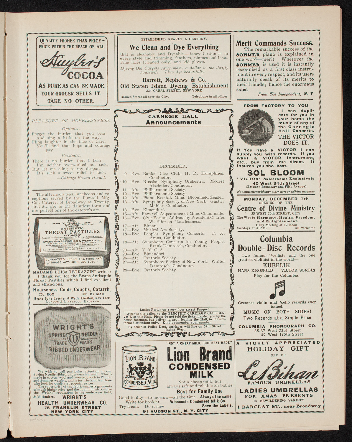 New York Symphony Orchestra, December 8, 1908, program page 3