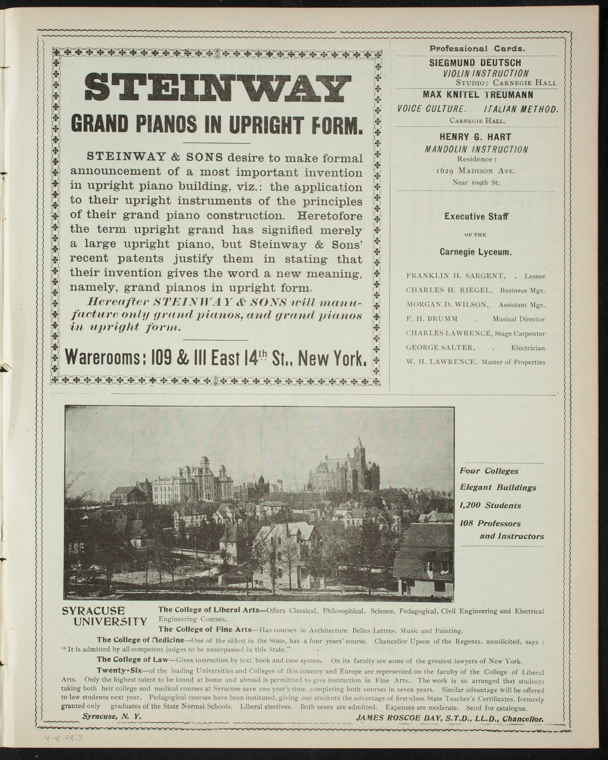The People's Institute/ Lecture: Labor Problems, April 8, 1898, program page 5