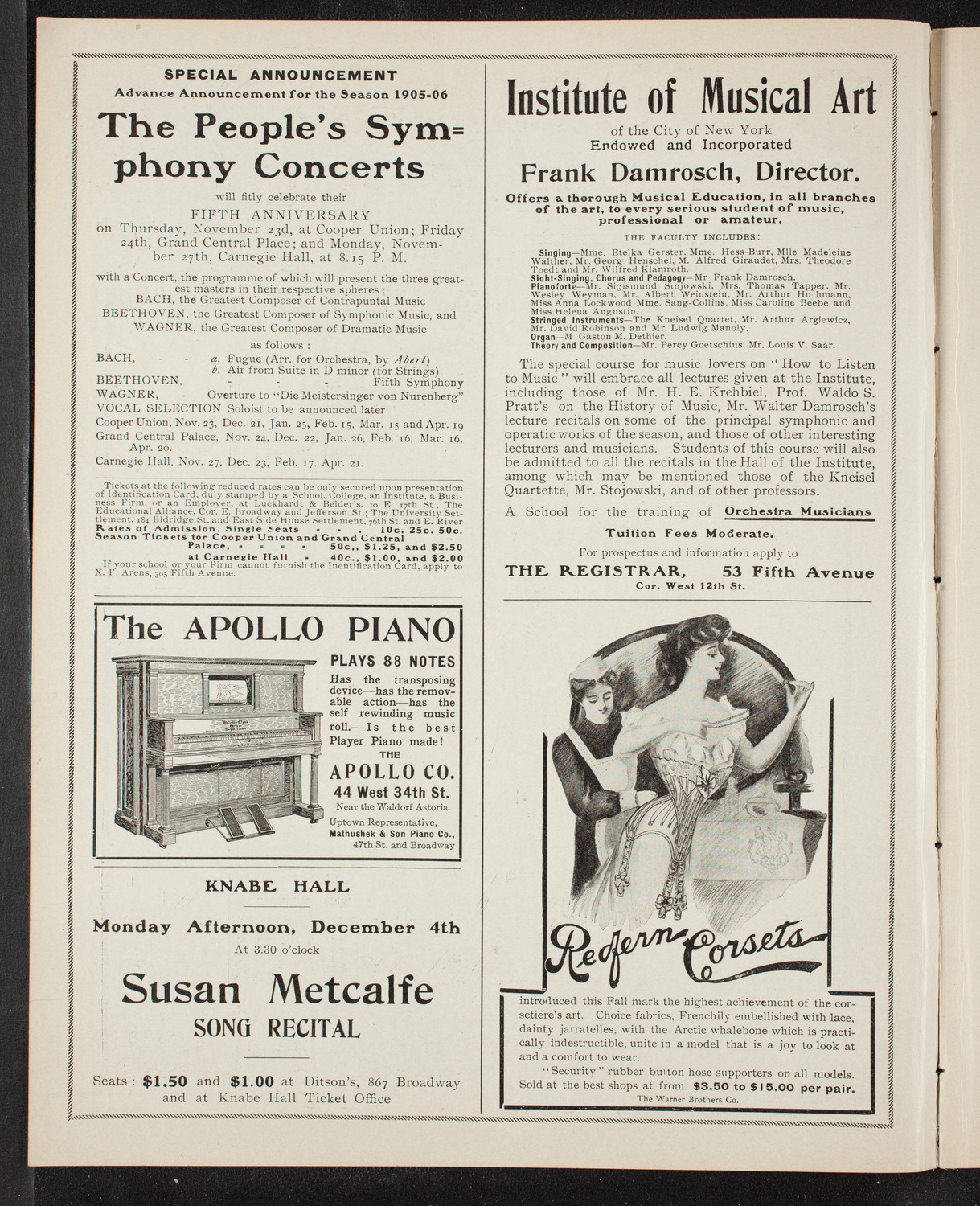 Alfred Reisenauer, Piano, November 19, 1905, program page 2