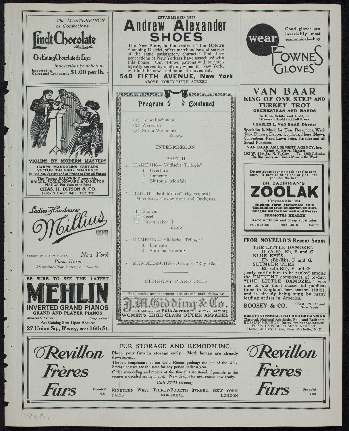 Jewish Philharmonic Society, March 24, 1913, program page 7