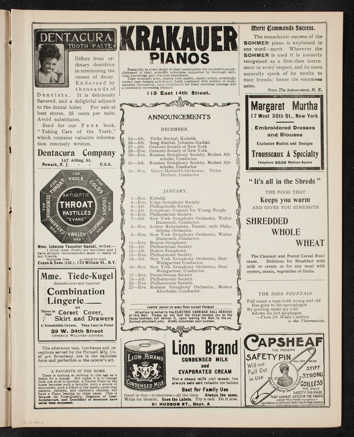 People's Symphony Concert, December 23, 1905, program page 3