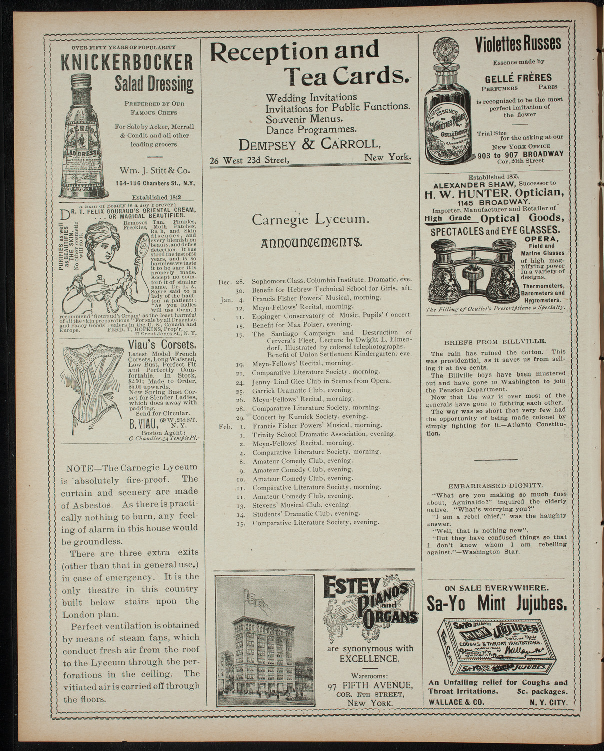Columbia University Sophomore Class Play, December 28, 1898, program page 2
