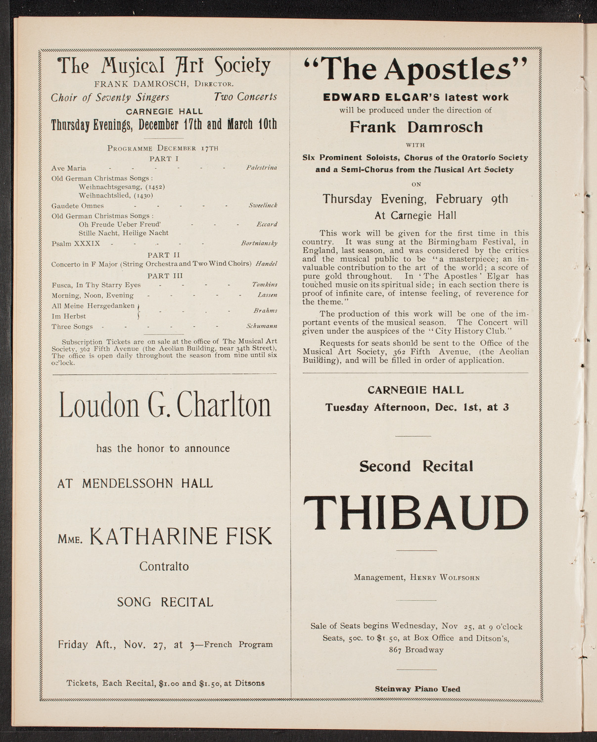 New York Symphony Orchestra, November 22, 1903, program page 8