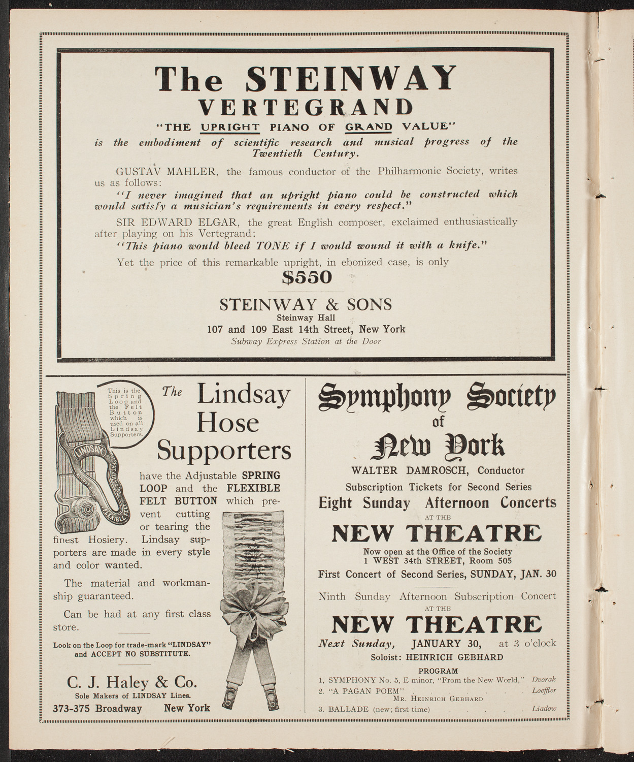 Ferruccio Busoni, Piano, January 25, 1910, program page 4