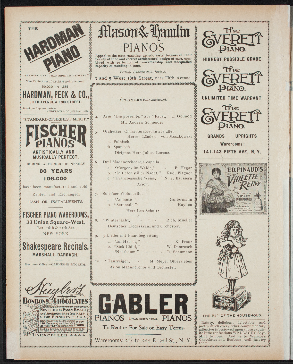 Benefit: German Hospital and Dispensary, December 1, 1898, program page 6