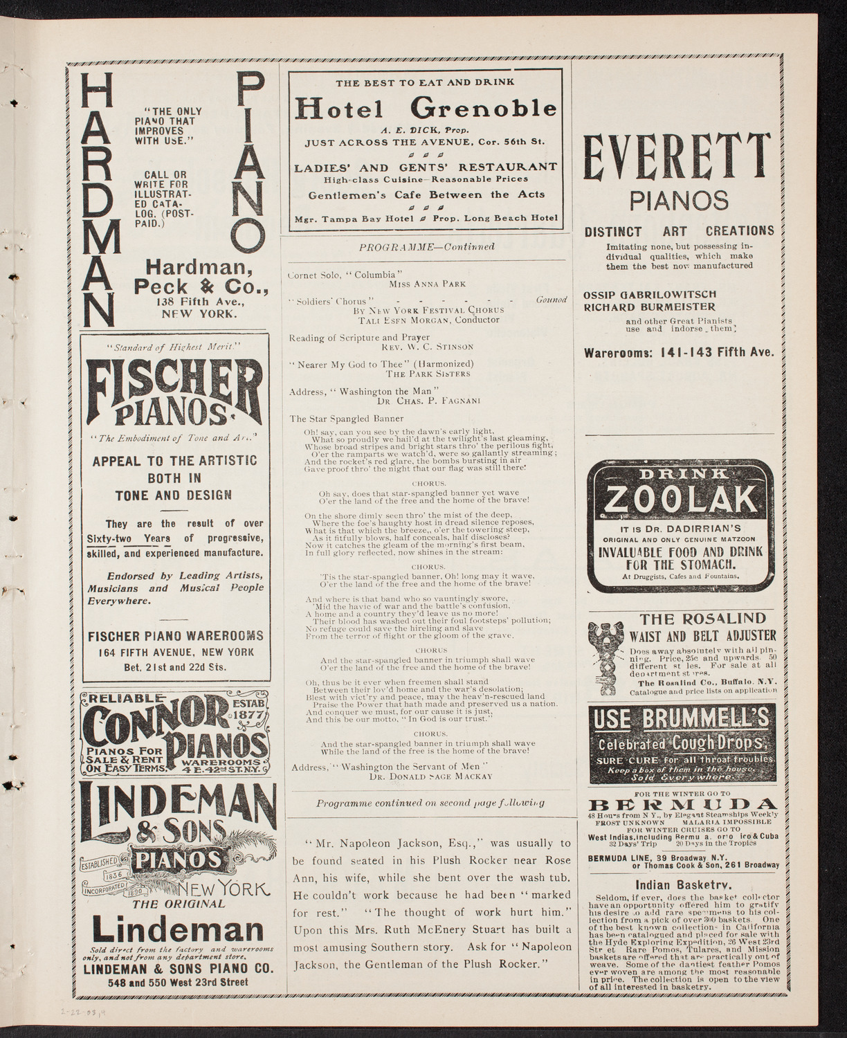 Meeting: YMCA/ Patriotic Mass Meeting for Men, February 22, 1903, program page 7