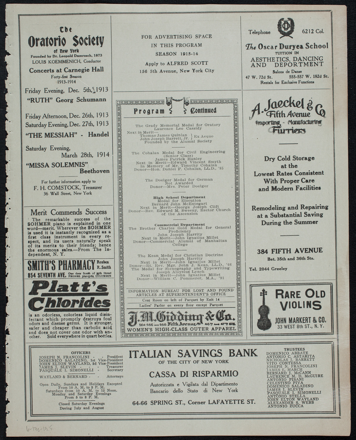 Graduation: Manhattan College, June 17, 1913, program page 9