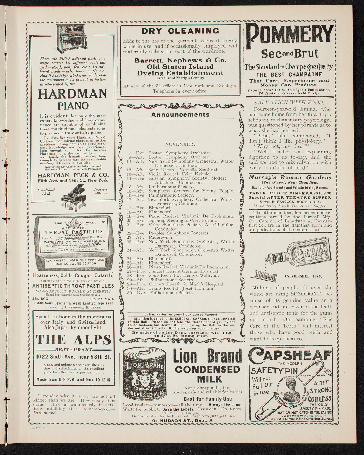 Philadelphia Orchestra, November 5, 1907, program page 3
