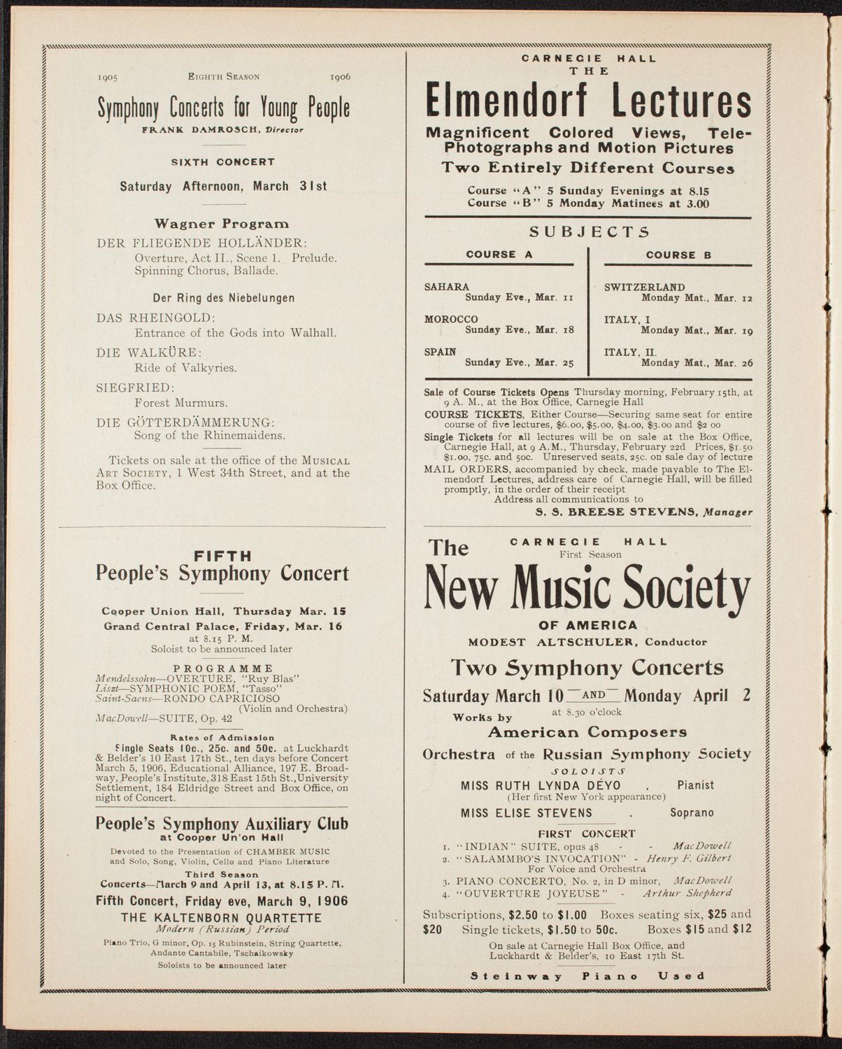 Benefit: Hospitals for Incurable Cancer, March 5, 1906, program page 10