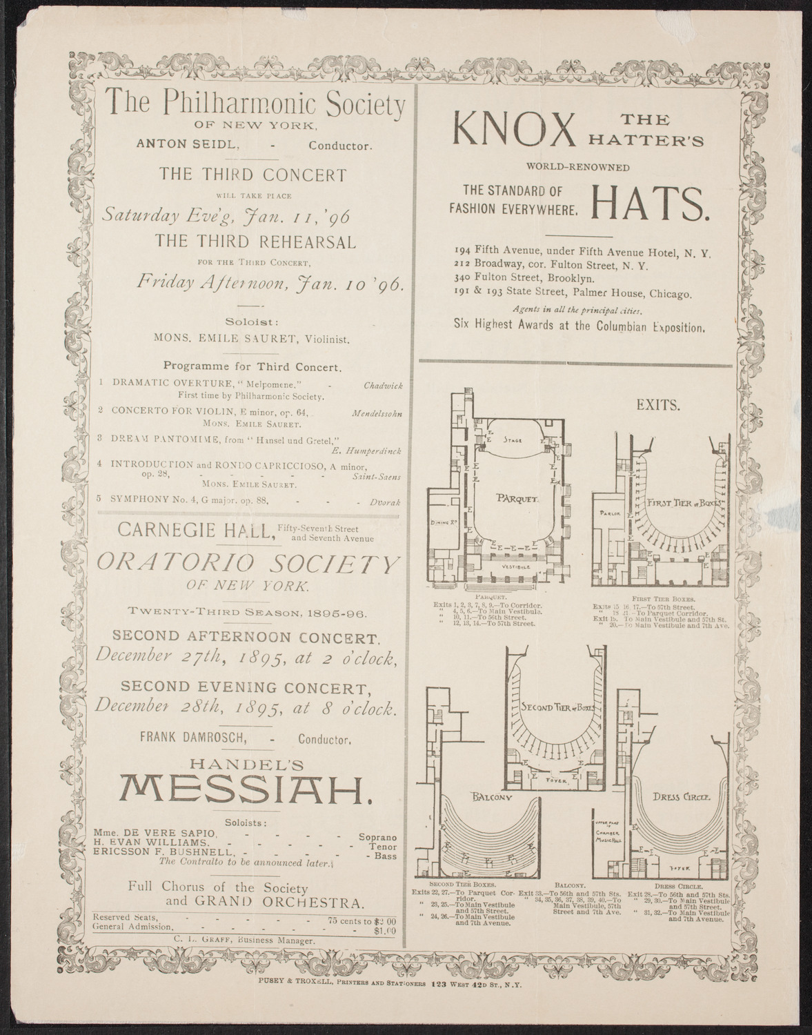 New York Philharmonic, December 14, 1895, program page 4