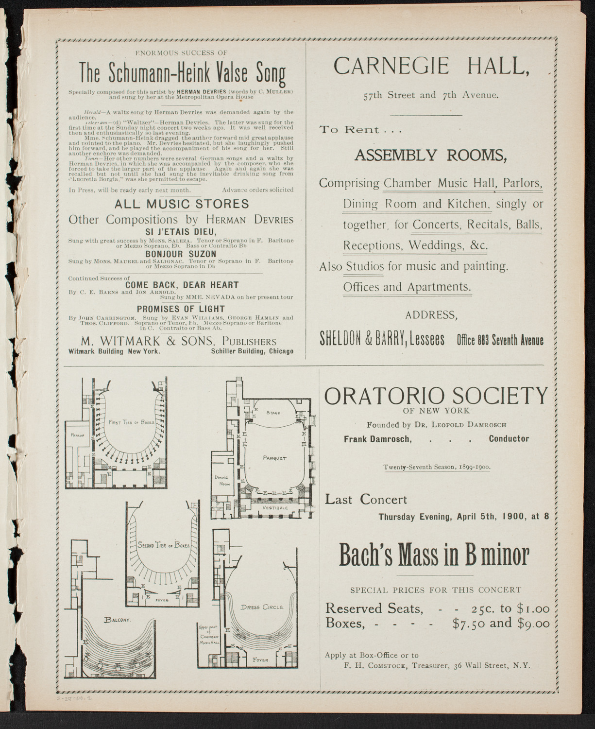 United States Carlisle Indian Band, March 28, 1900, program page 3