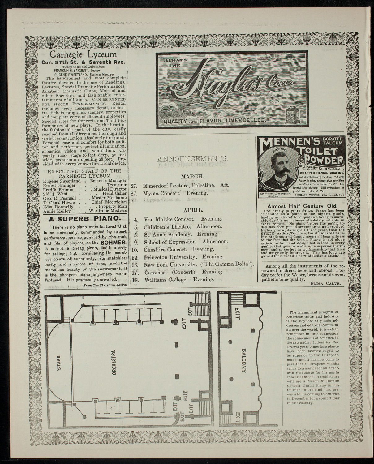 Elmendorf Lecture: The Holy Land, March 27, 1902, program page 4