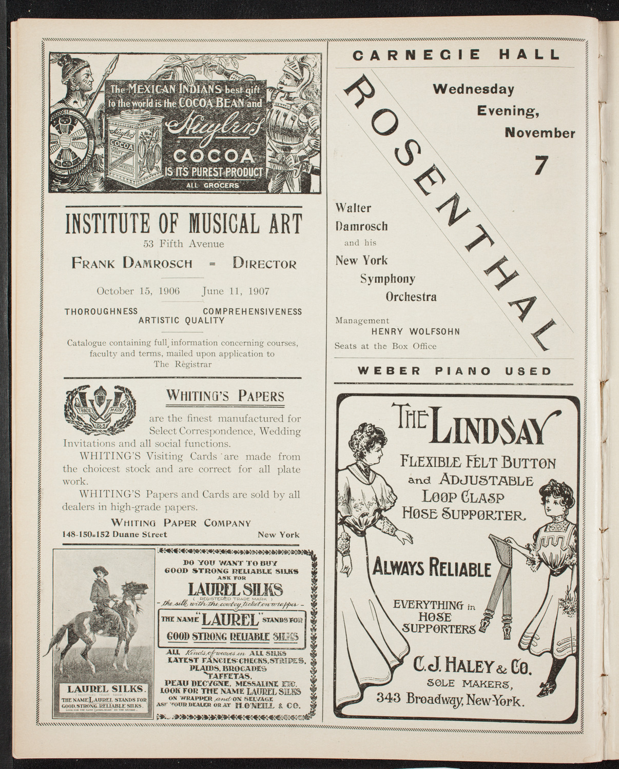 New York College of Music Faculty Concert, October 28, 1906, program page 6