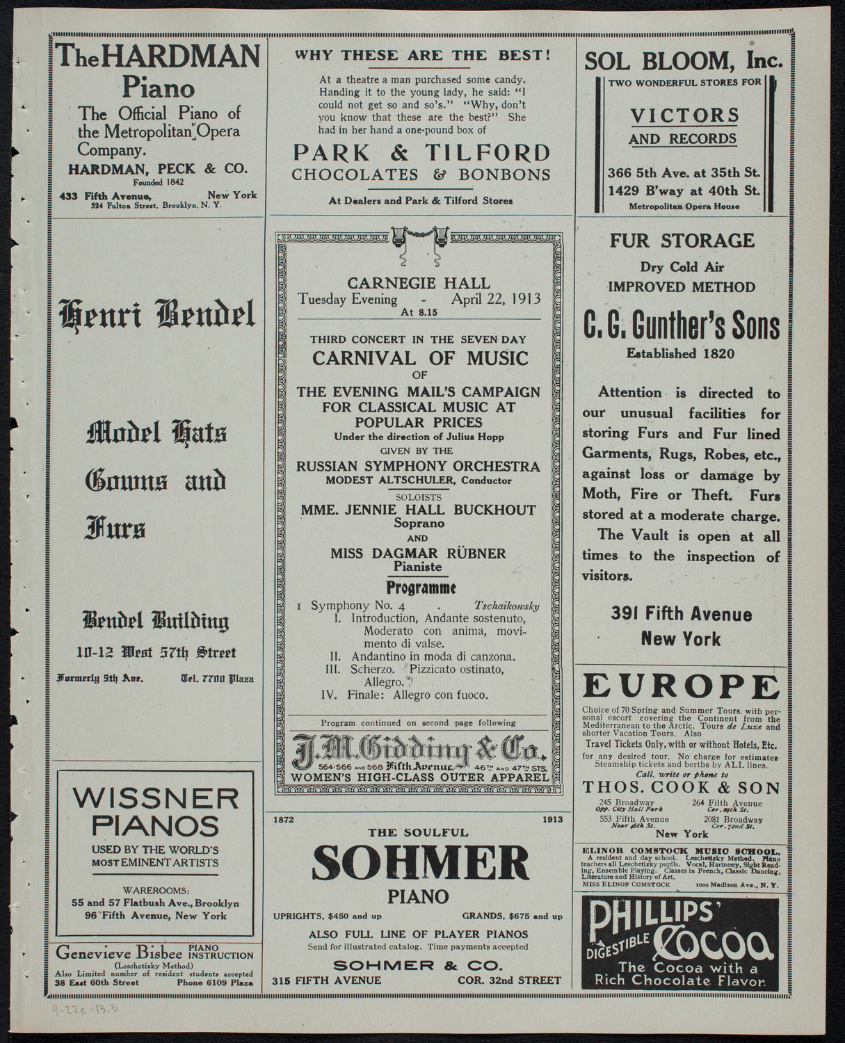 Russian Symphony Society of New York, April 22, 1913, program page 5