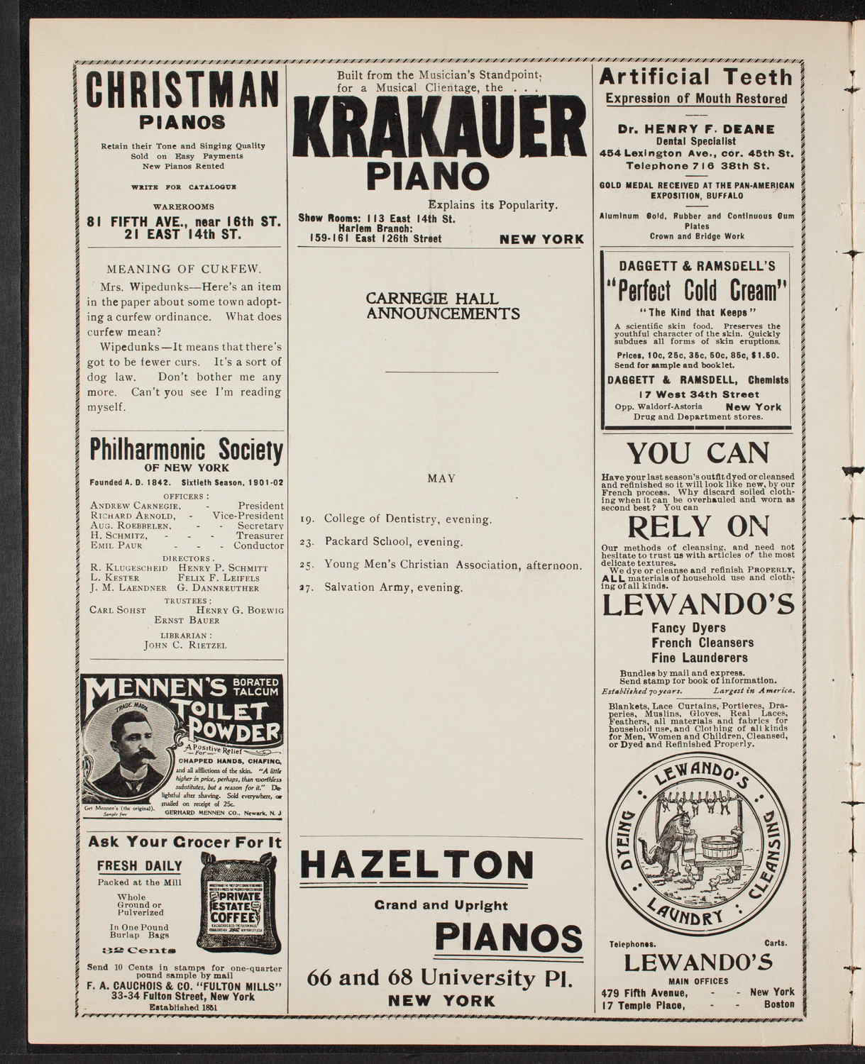 Brain Workers' League Grand Entertainment, May 11, 1902, program page 2