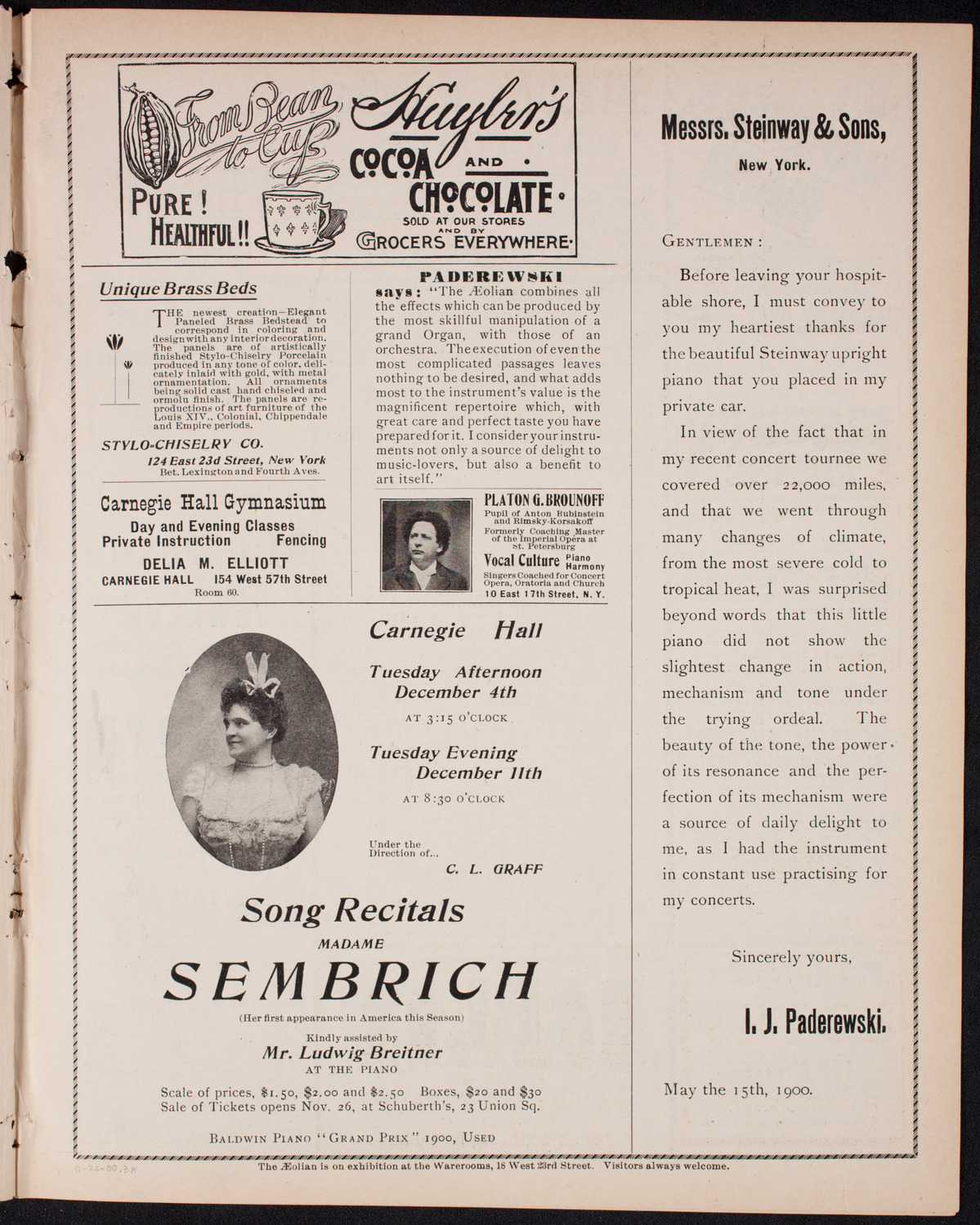 Benefit: Roman Catholic Orphan Asylums, November 22, 1900, program page 5