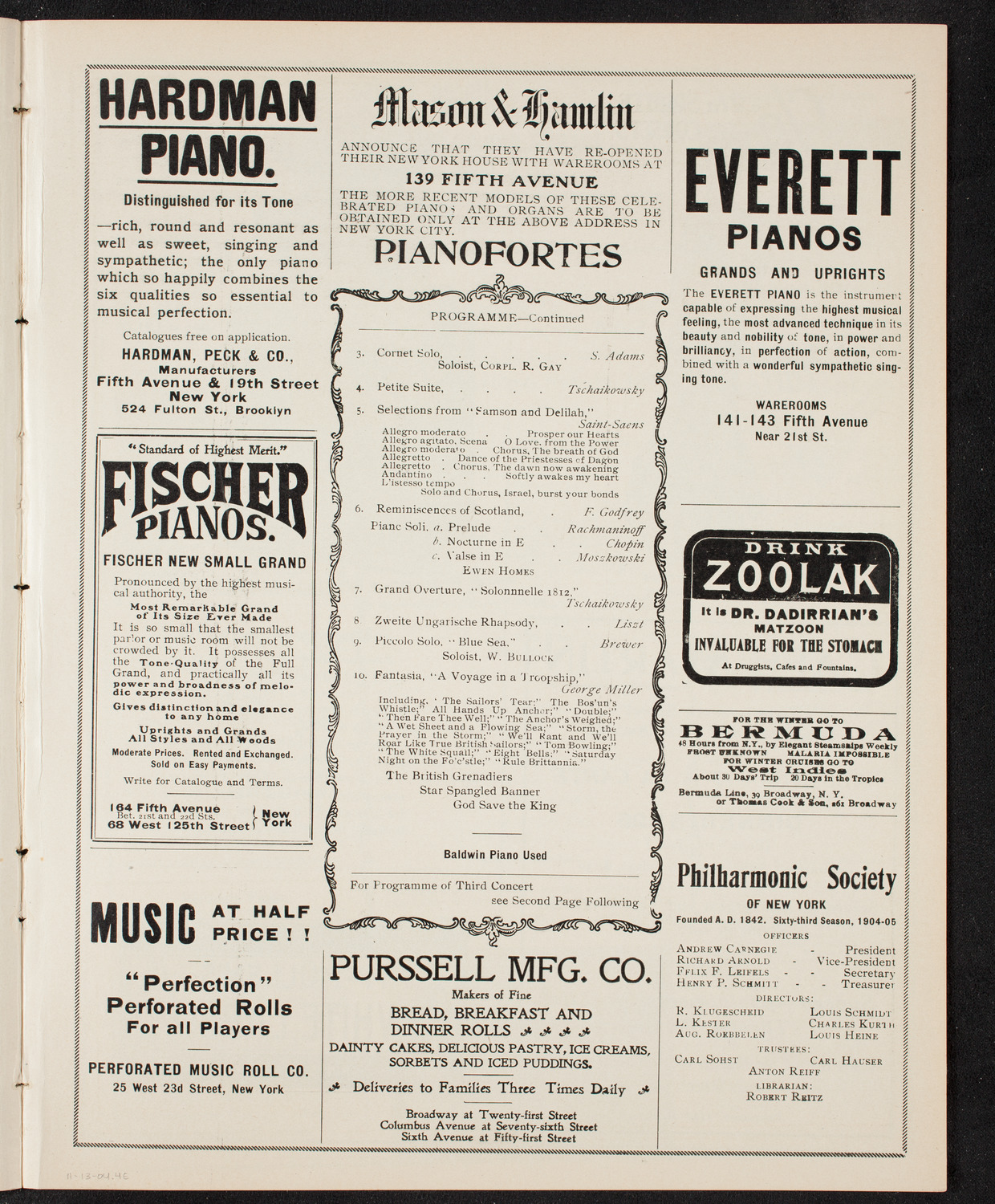 Grenadier Guards Band, November 13, 1904, program page 7