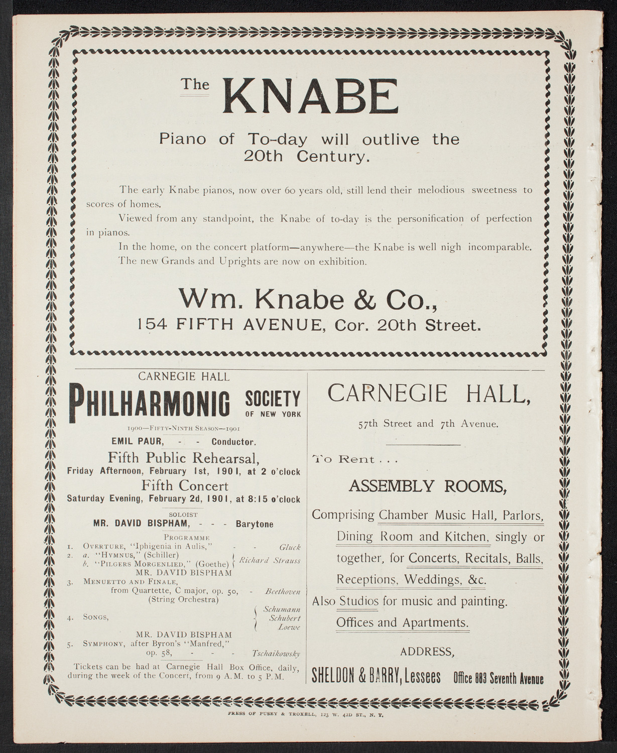 Marquis de Sousa with Martinus Sieveking and Orchestra, January 24, 1901, program page 8