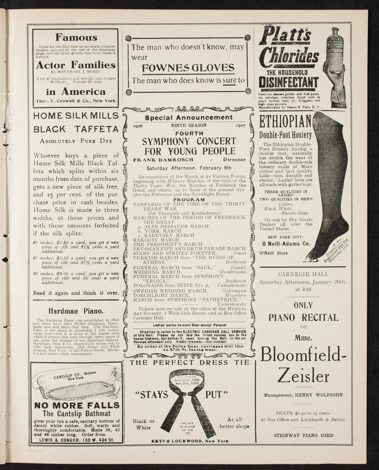 New York Philharmonic, January 25, 1907, program page 9
