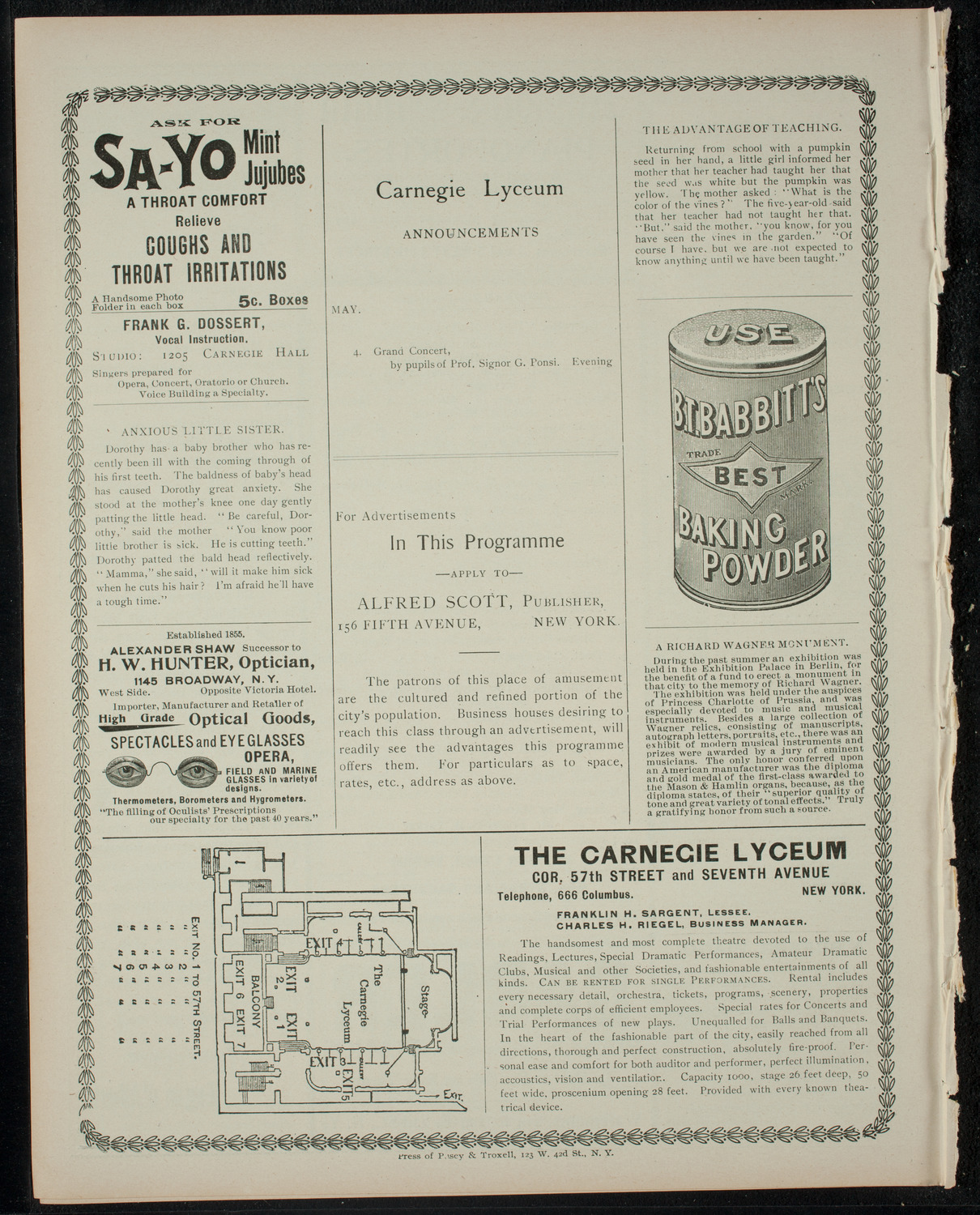 Annual Pupils' Concert given by Mrs. Anna Byrne and Daughters, May 2, 1900, program page 4