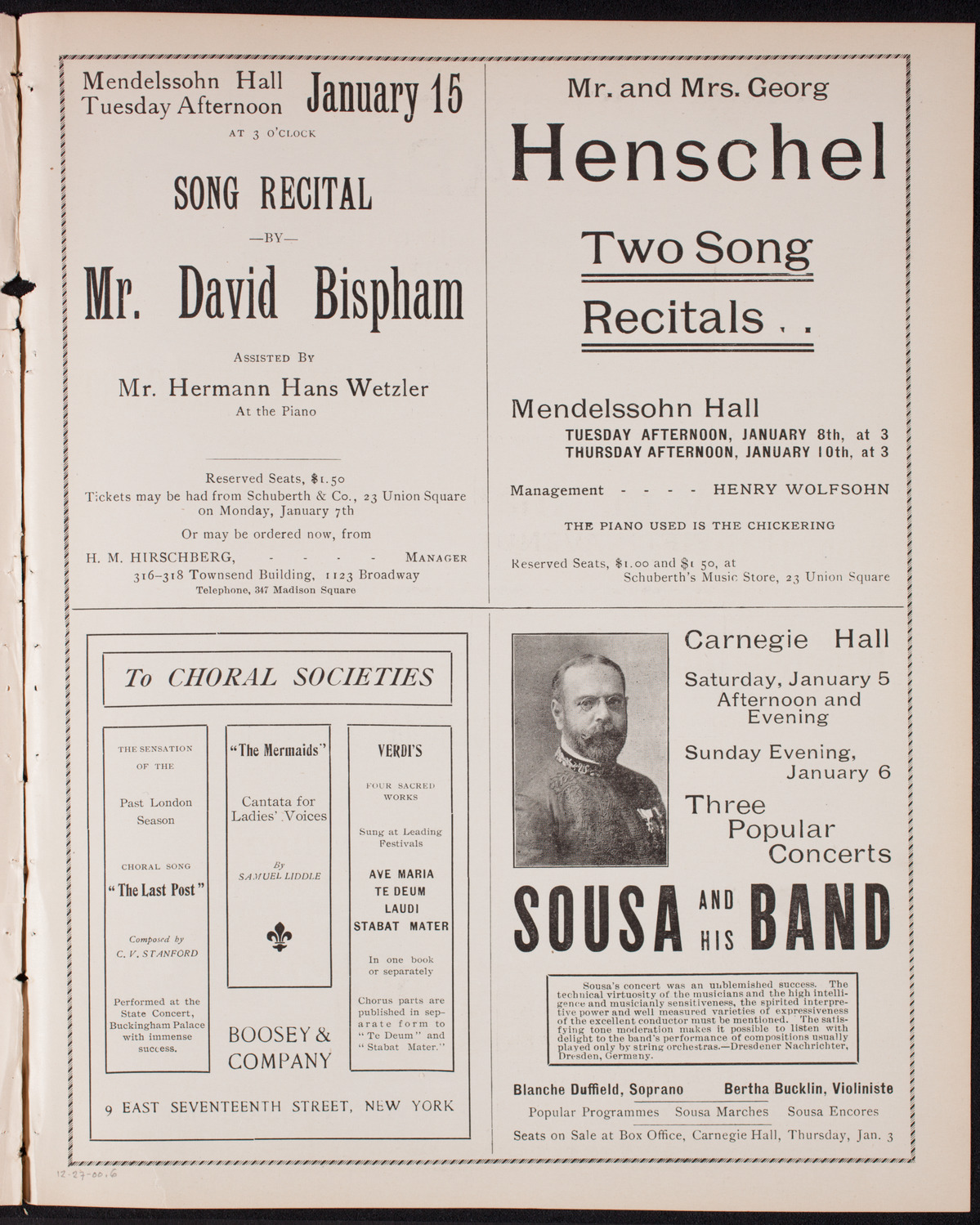Oratorio Society of New York, December 27, 1900, program page 11