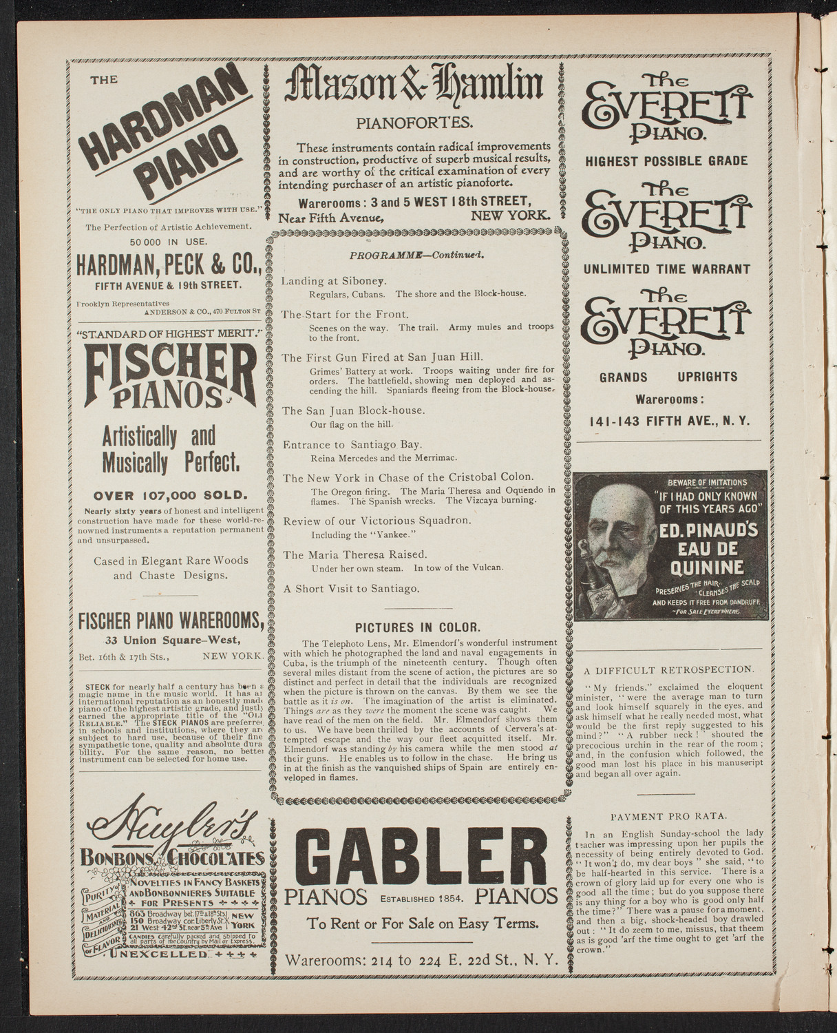 Elmendorf Lecture: The Entire War with Spain in Cuba, April 15, 1899, program page 6