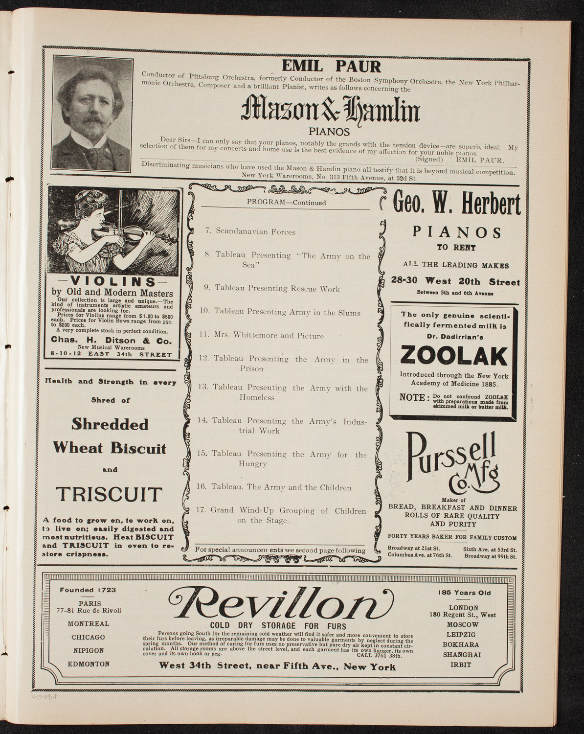 Tribute: General William Booth, April 12, 1909, program page 7