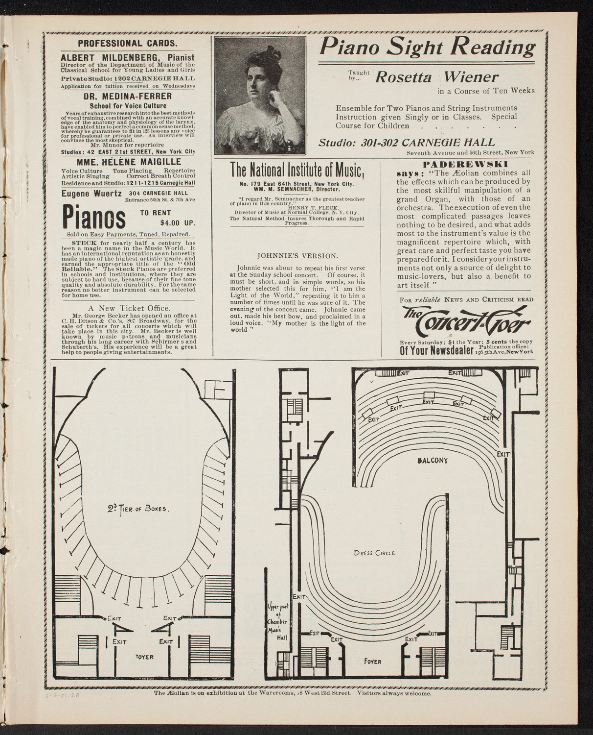Meeting: YMCA - Mass Meeting for Men, March 3, 1901, program page 3