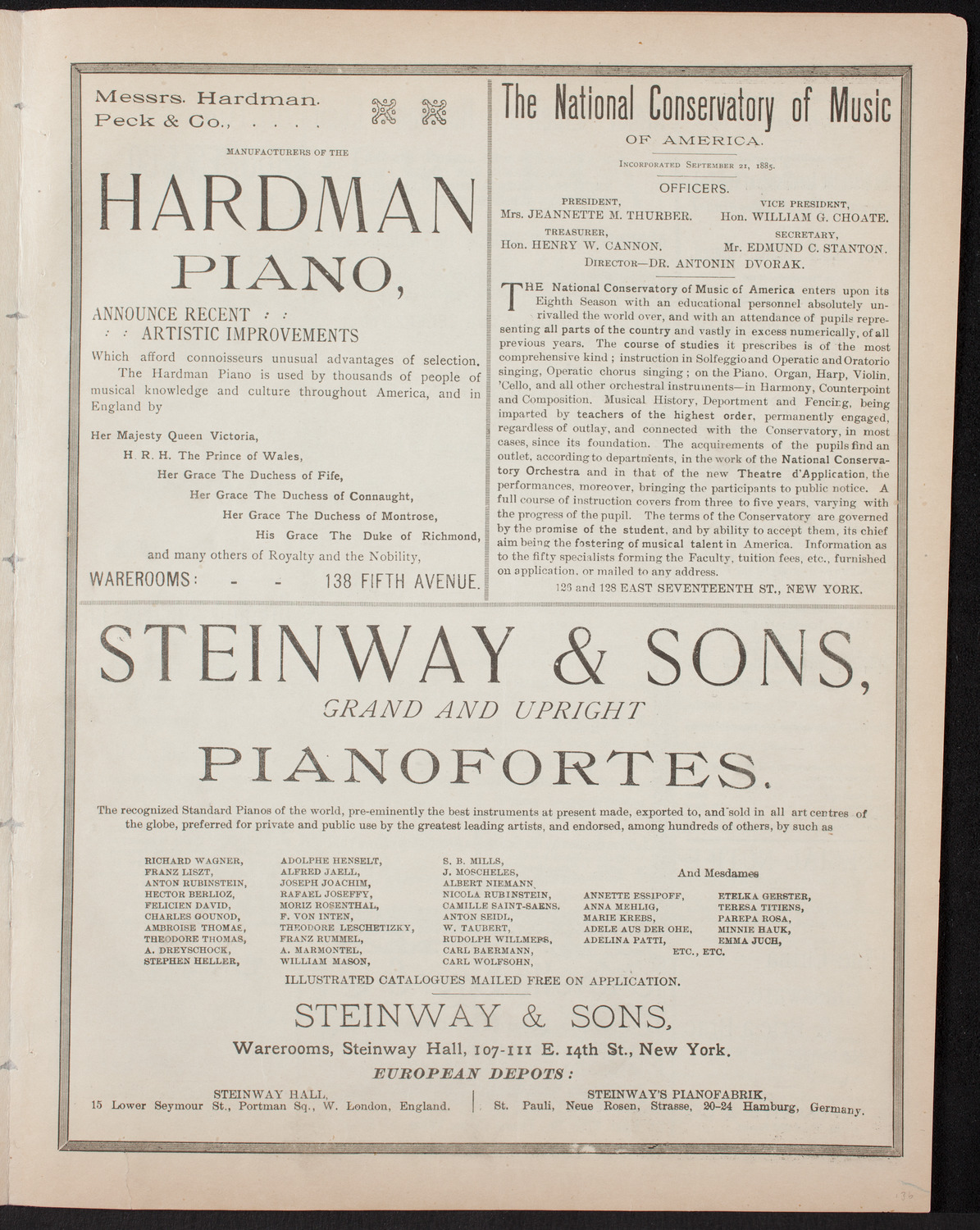 Damrosch Sunday Concert, February 19, 1893, program page 5