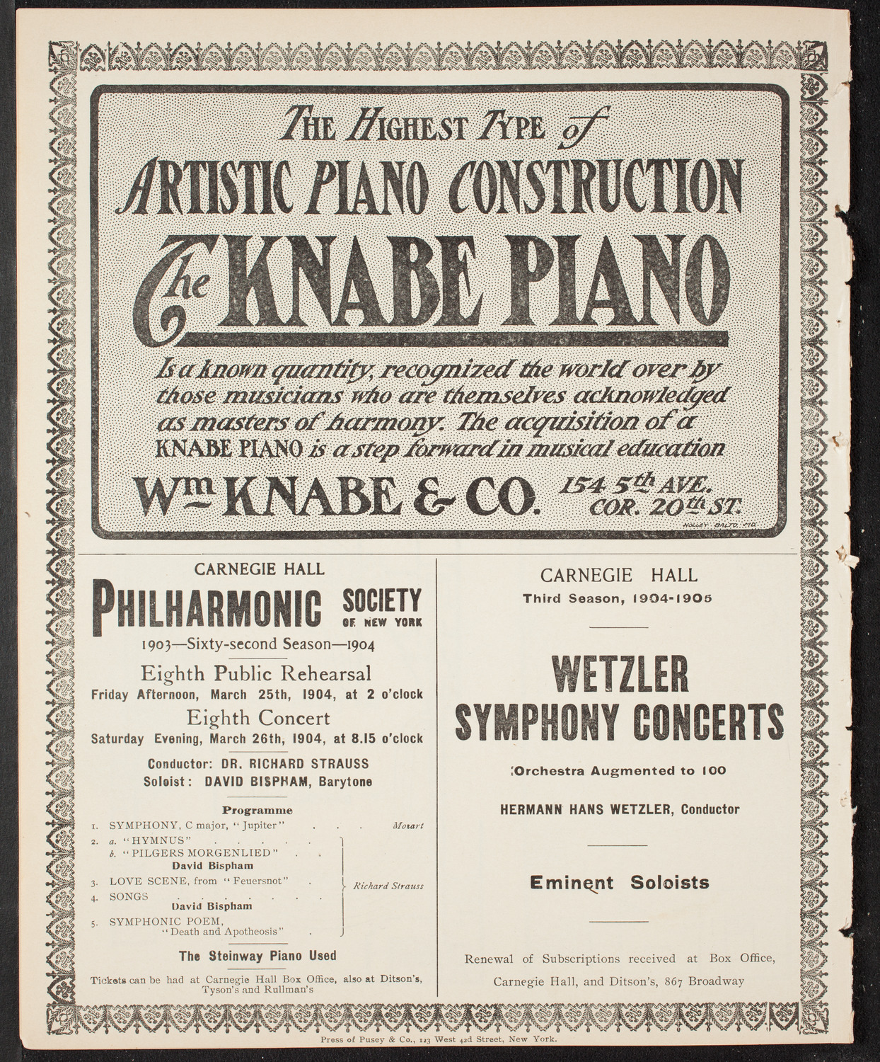 Oratorio Society of New York, March 24, 1904, program page 12