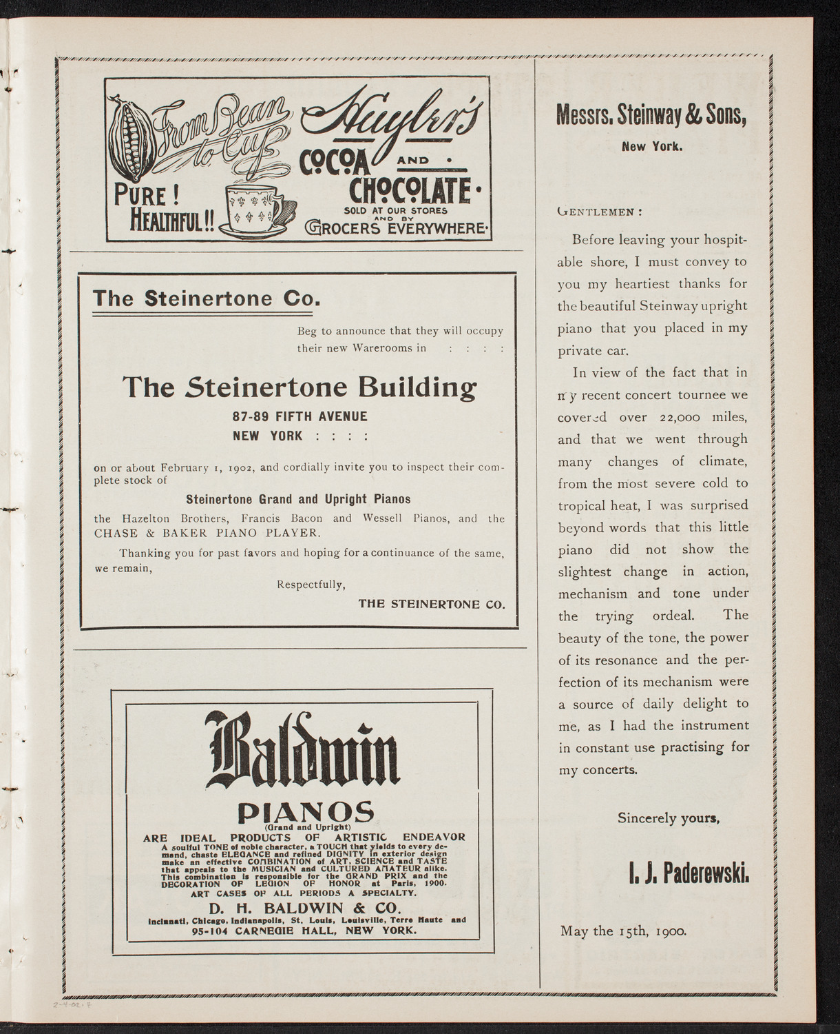 Florizel Reuter and Paur Symphony Orchestra, with Lucy Gates, February 4, 1902, program page 7