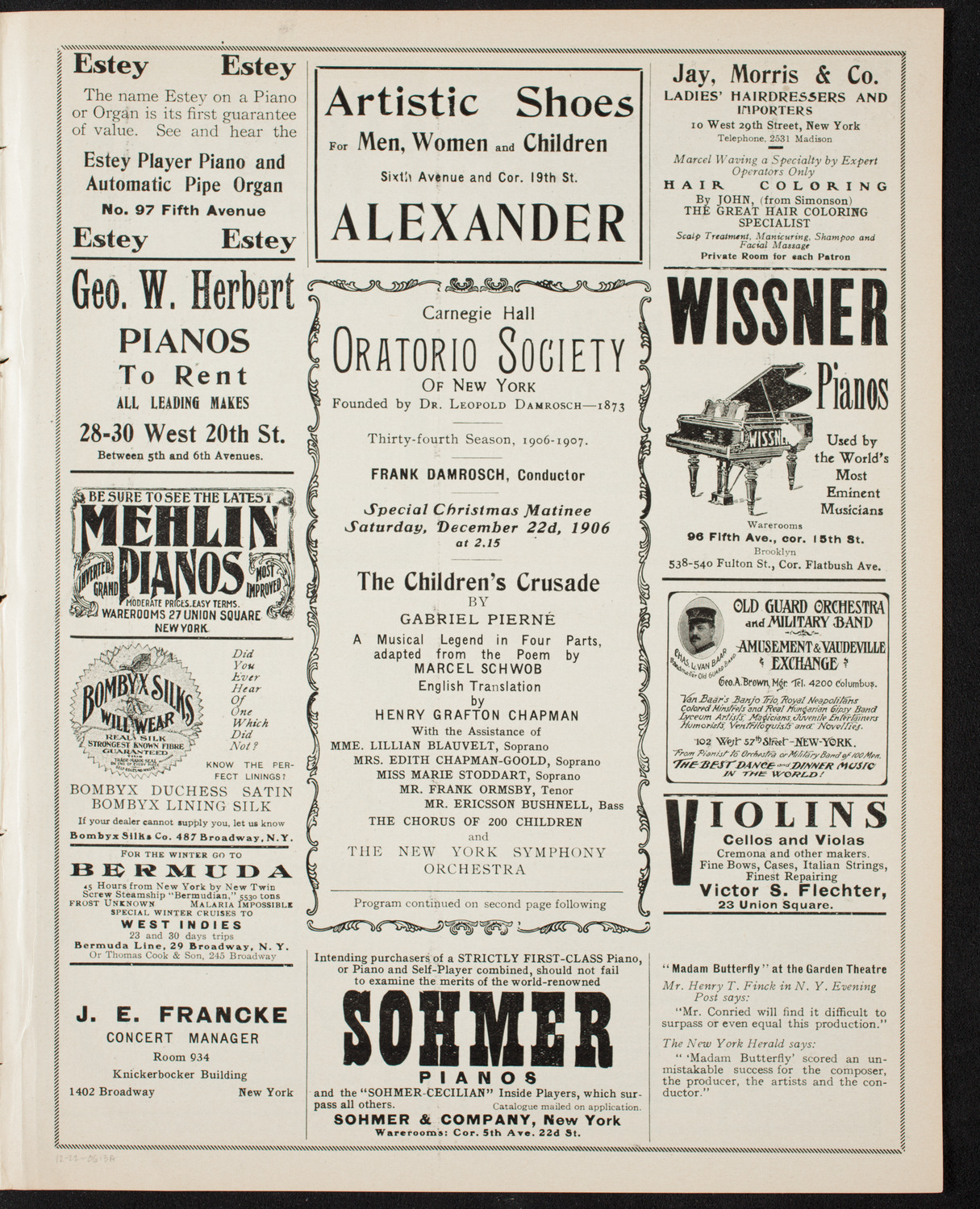 Oratorio Society of New York, December 22, 1906, program page 5