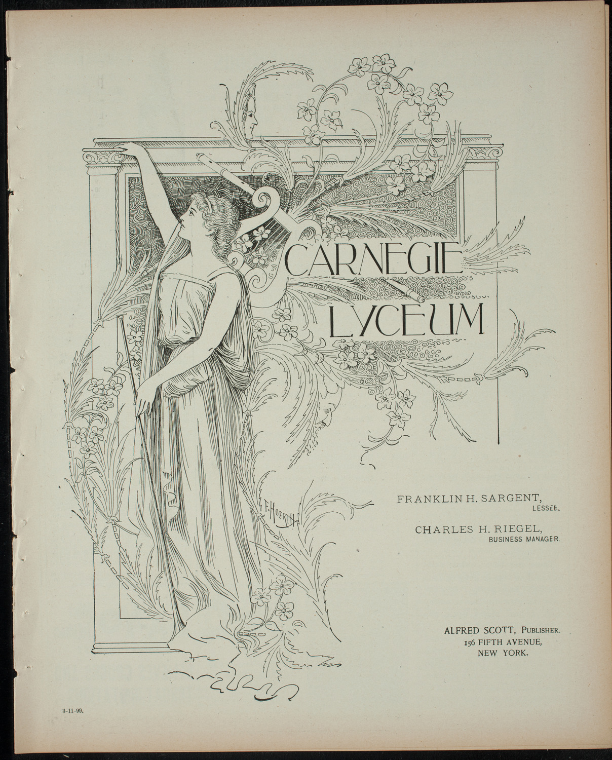 Comparative Literature Society Saturday Morning Conference, March 11, 1899, program page 1