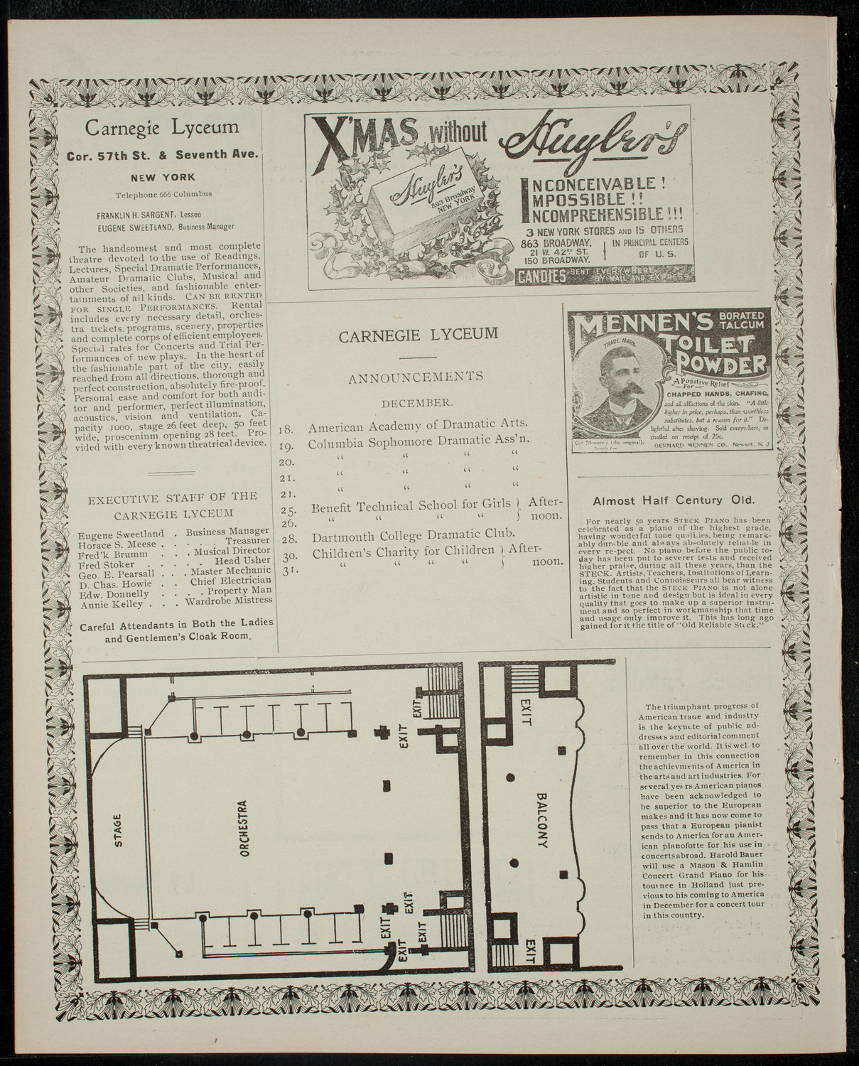 Recital for the Benefit of The Baby Fold, December 14, 1901, program page 4