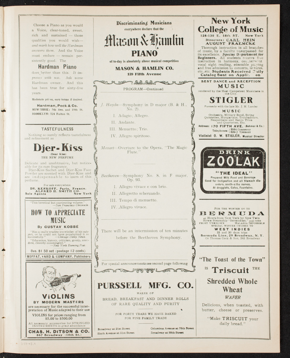 Boston Symphony Orchestra, March 23, 1907, program page 7