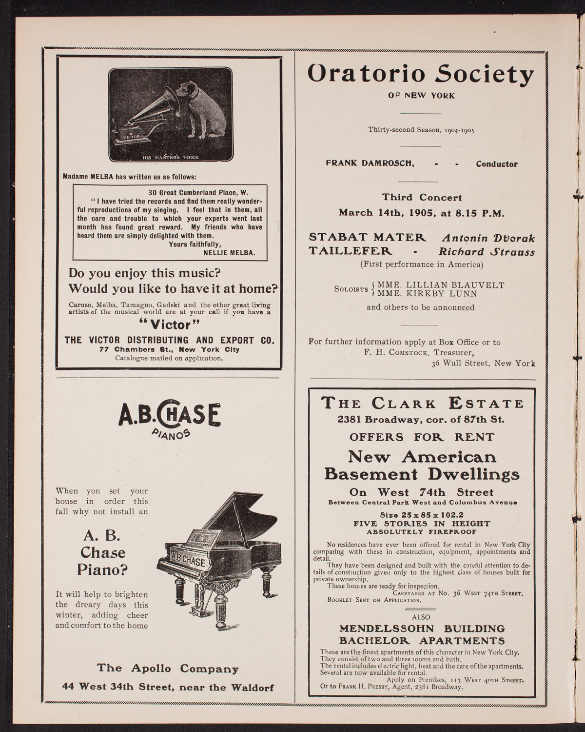 New York Philharmonic, January 7, 1905, program page 2