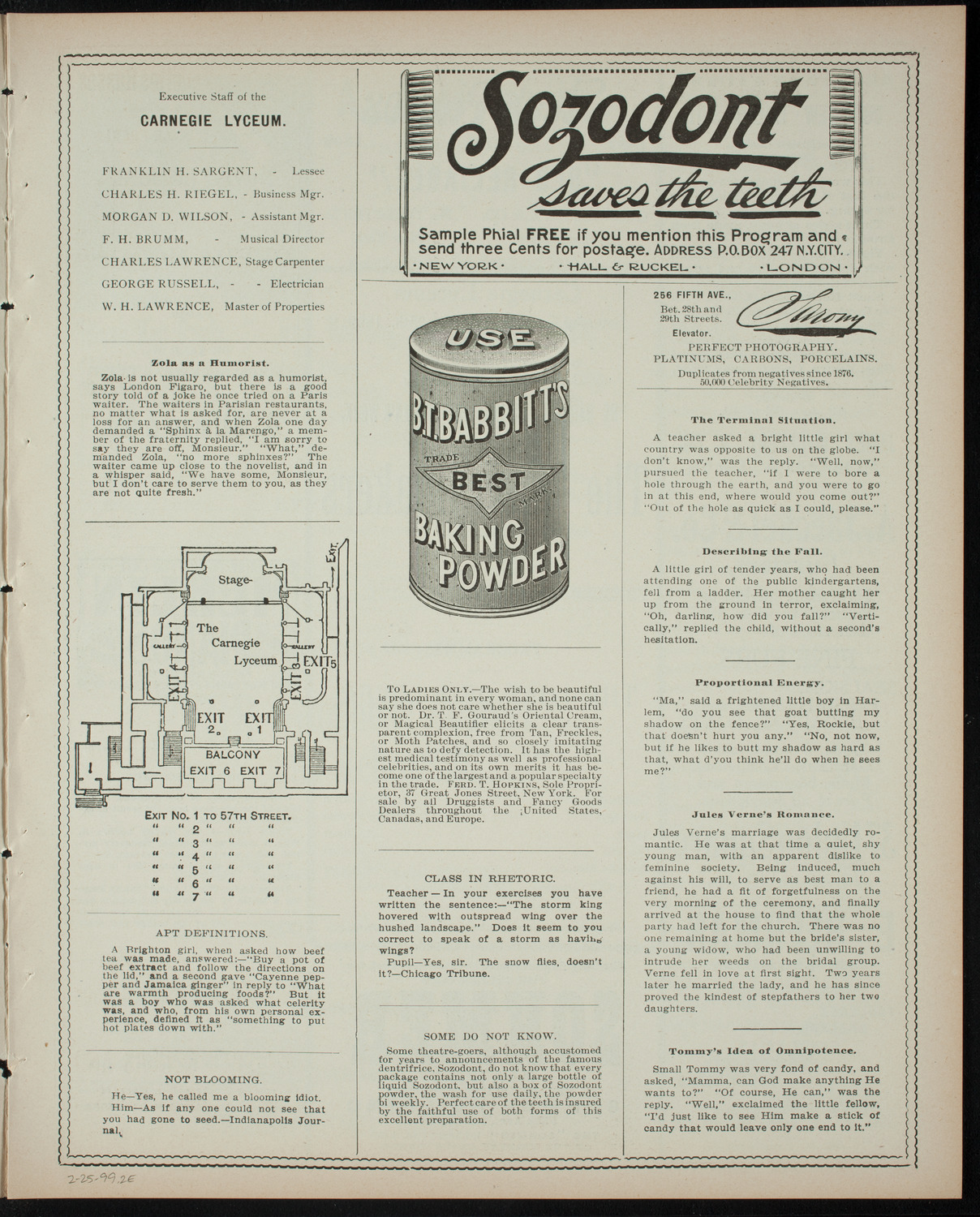 Benefit for the De Peyster Home for Invalid Children by The Merrymakers, February 25, 1899, program page 3