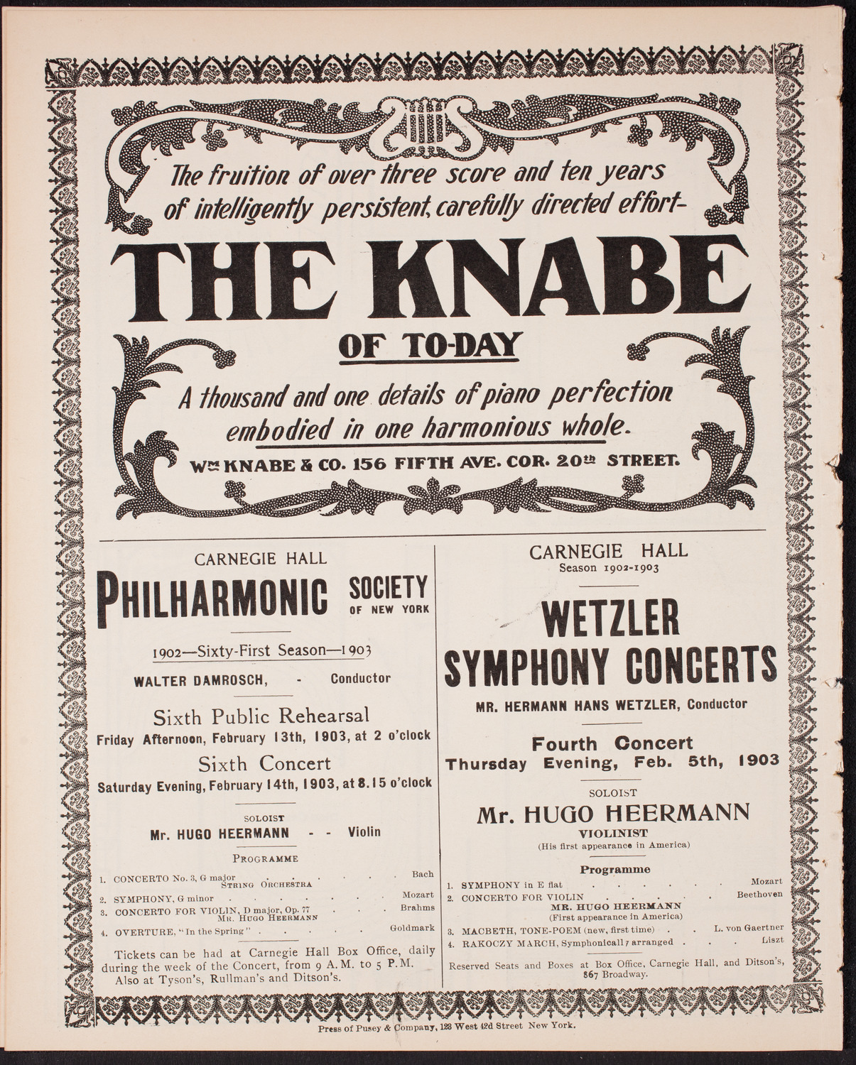 New York Philharmonic, January 30, 1903, program page 12