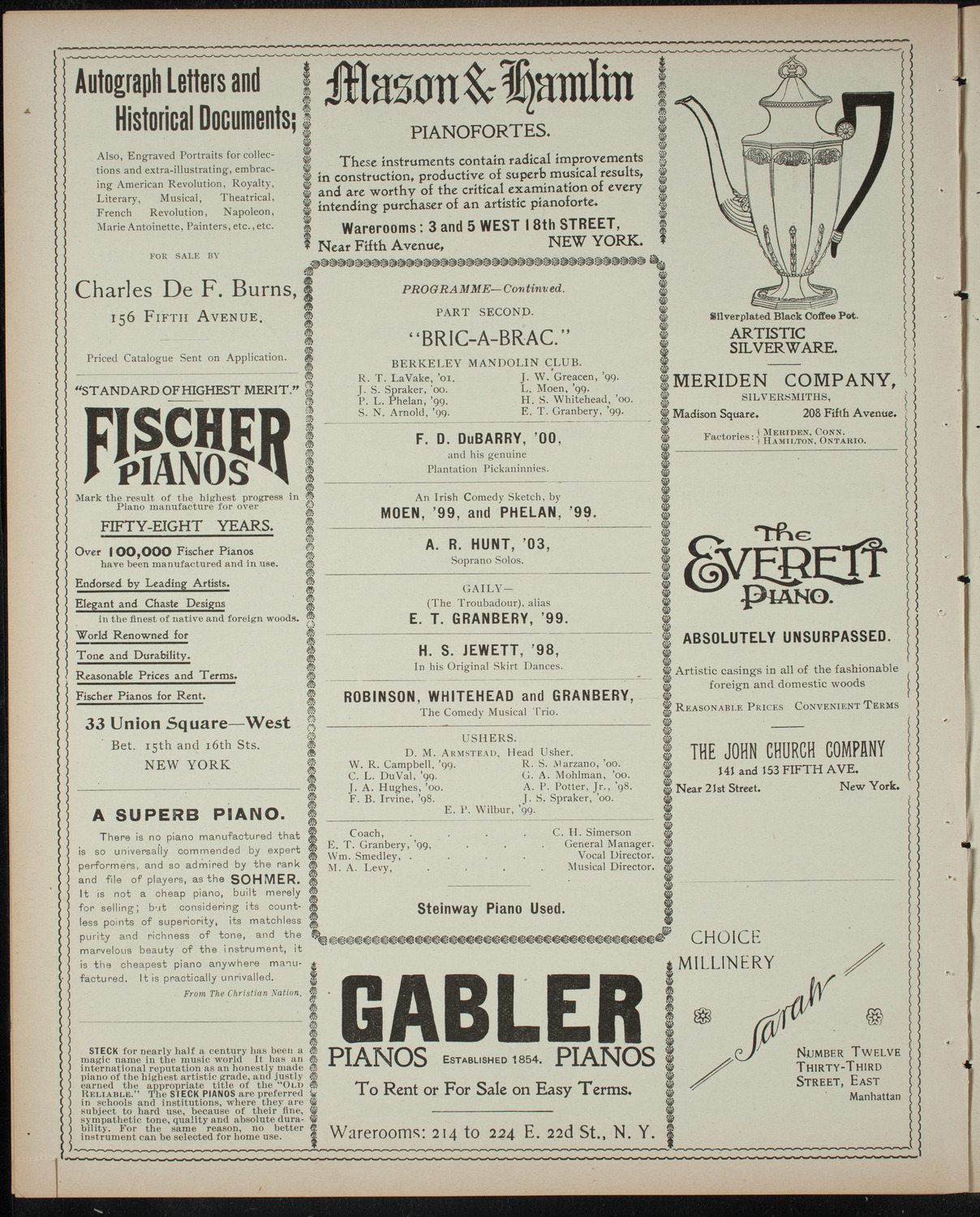 Minstrel Show by Students of The Berkeley School, March 24, 1899, program page 6