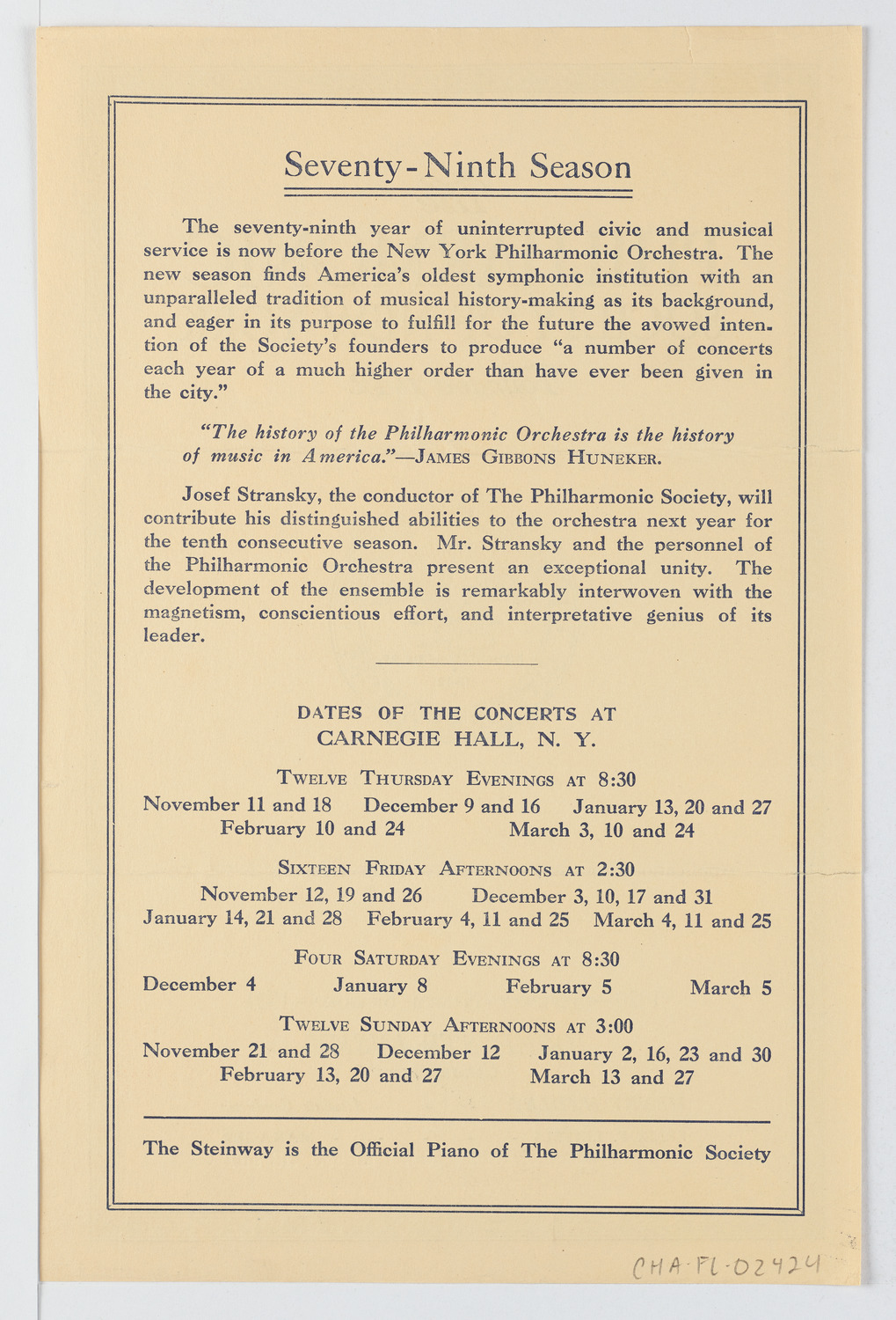 New York Philharmonic, 1920-1921