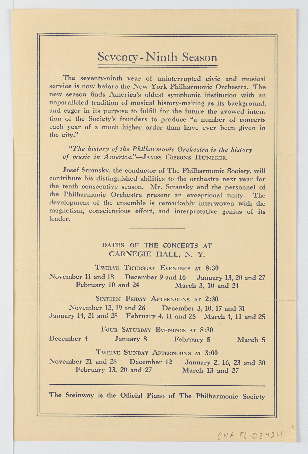 New York Philharmonic, 1920-1921