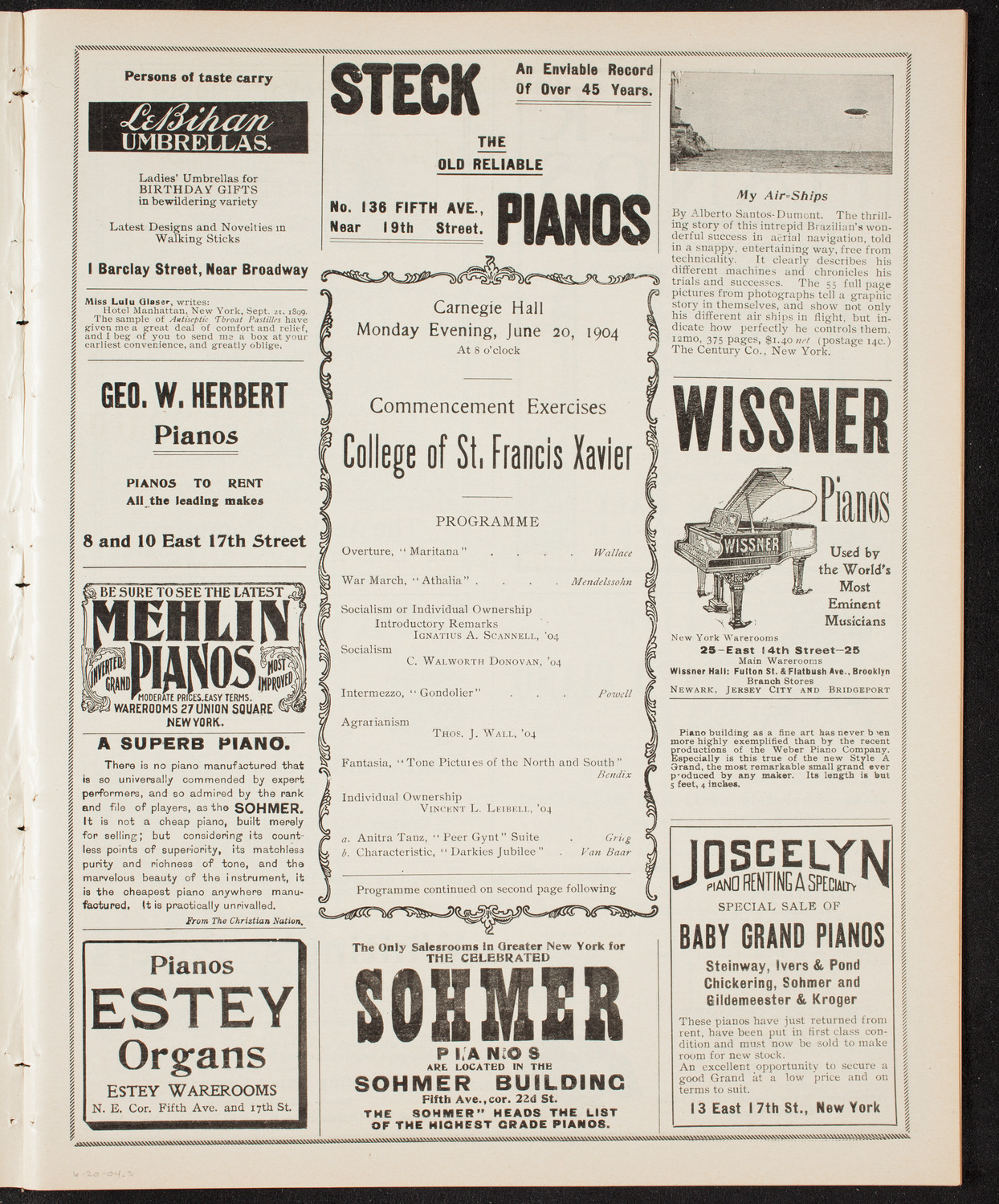 Graduation: College of St. Francis Xavier, June 20, 1904, program page 5