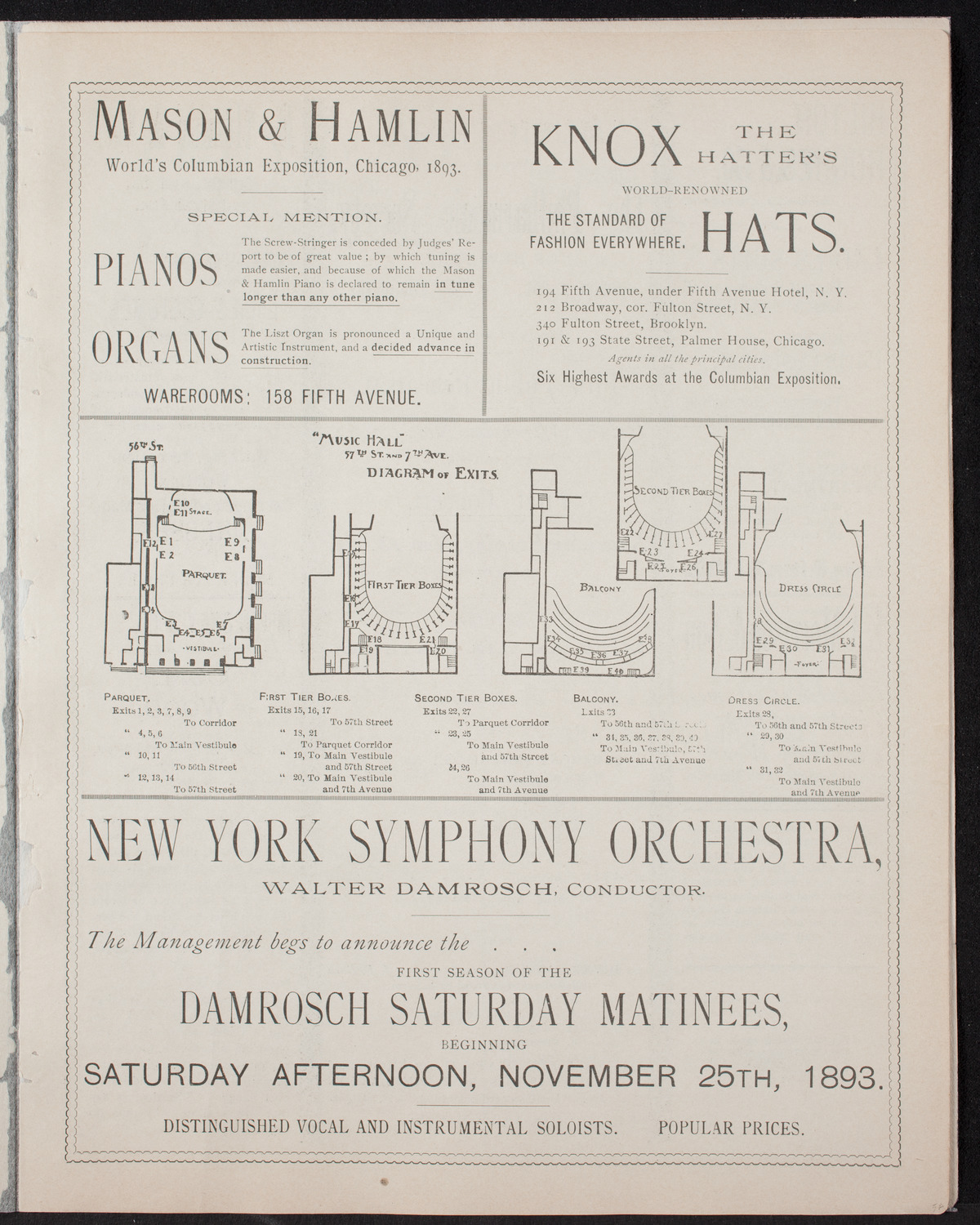 New York Philharmonic, November 18, 1893, program page 3