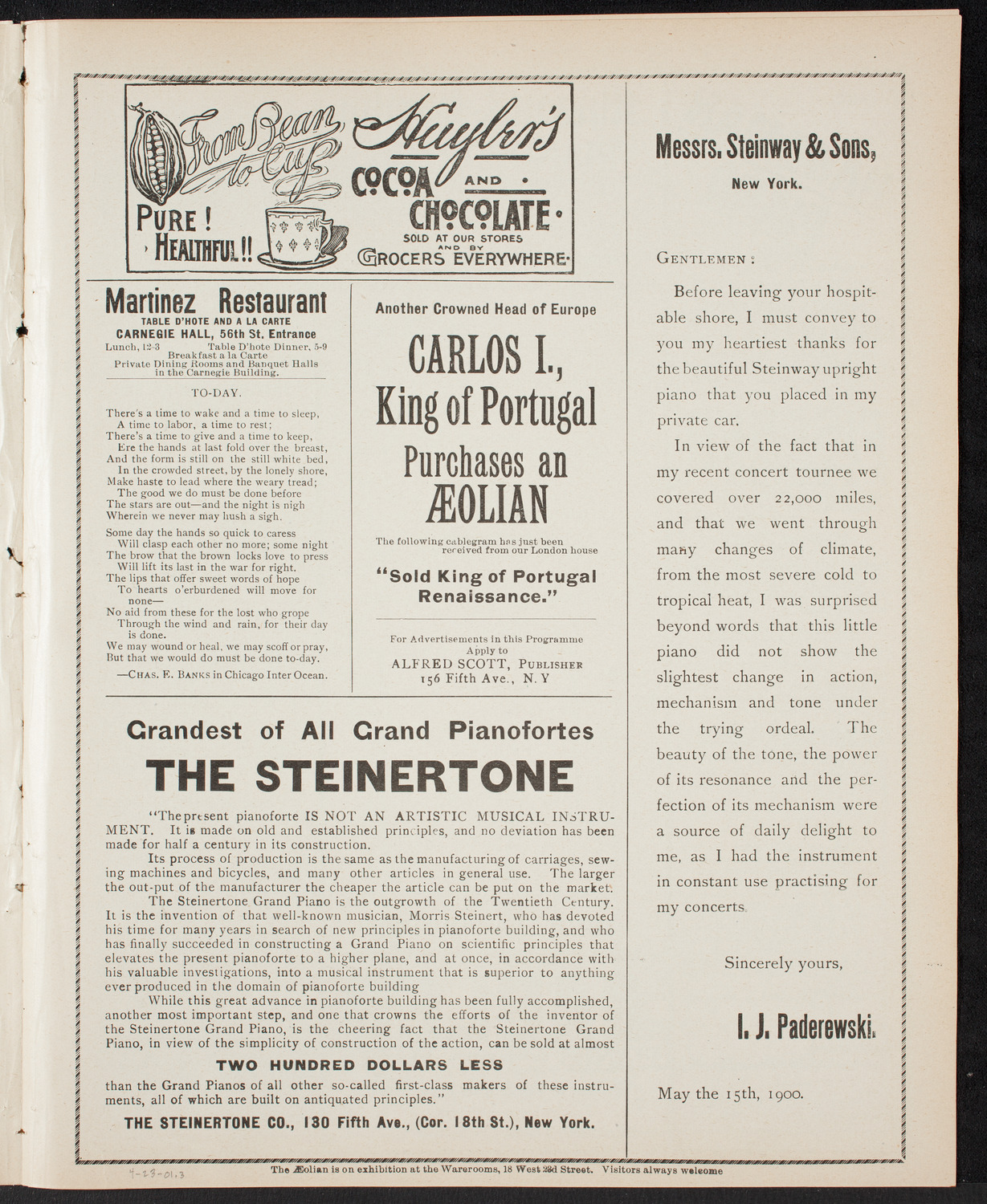 New York Banks' Glee Club, April 23, 1901, program page 5