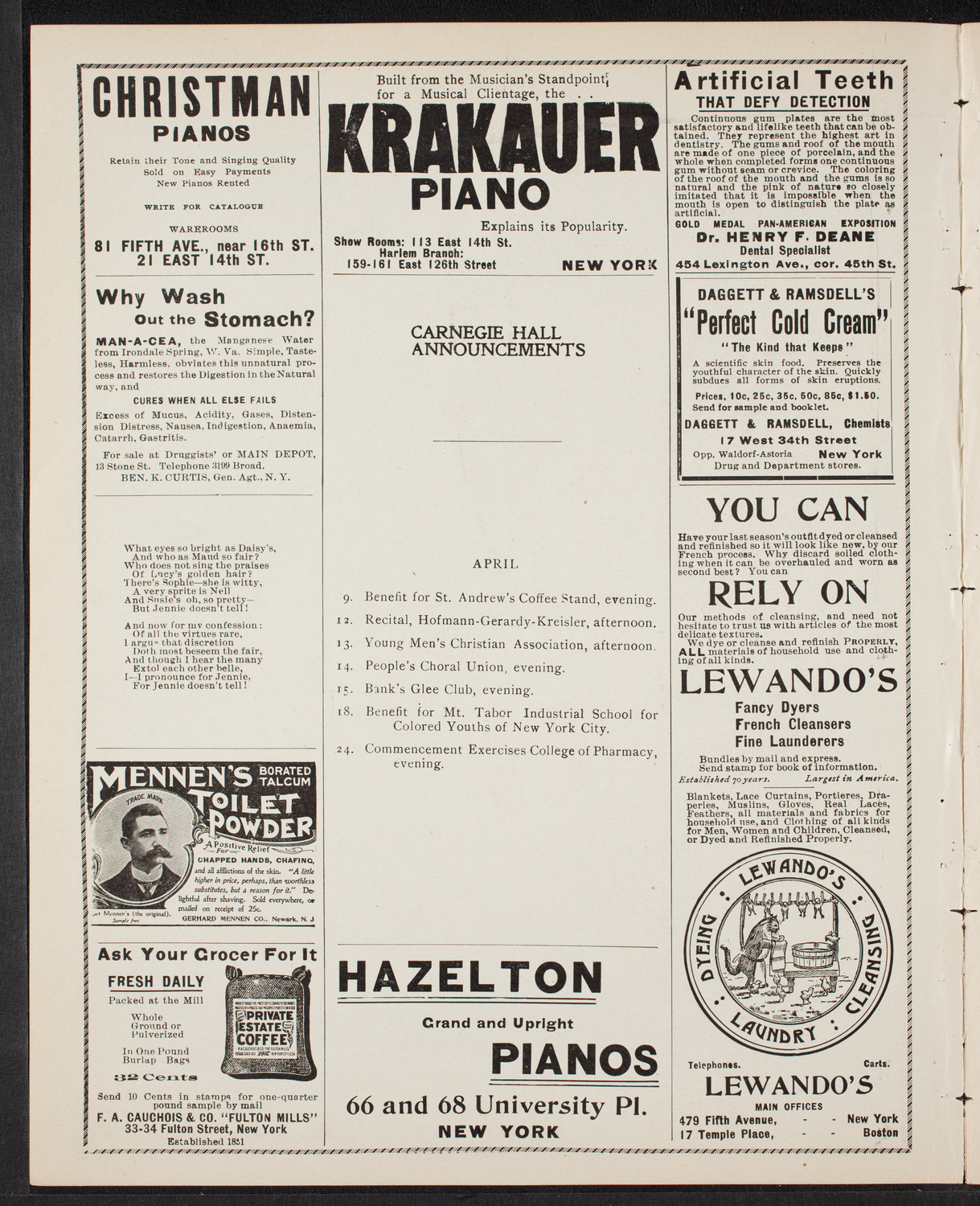 Hermann Hans Wetzler Orchestral Concert, April 6, 1902, program page 2