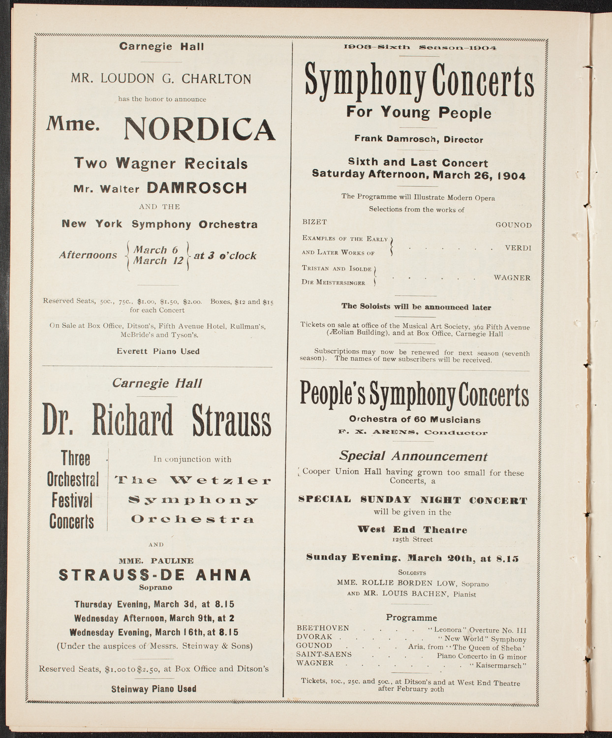 Lillian Nordica, Soprano, with the New York Symphony Orchestra, March 2, 1904, program page 8