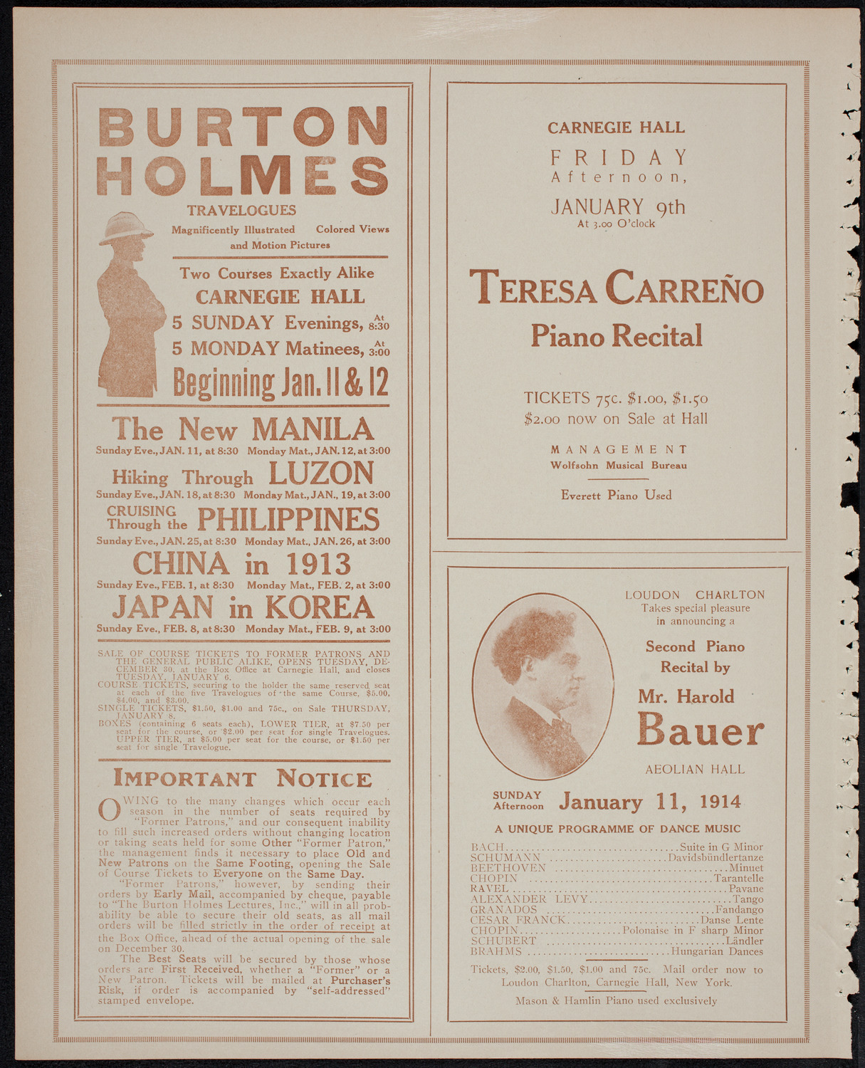 Jeanne Jomelli, Soprano, and William Hinshaw, Baritone, December 28, 1913, program page 10