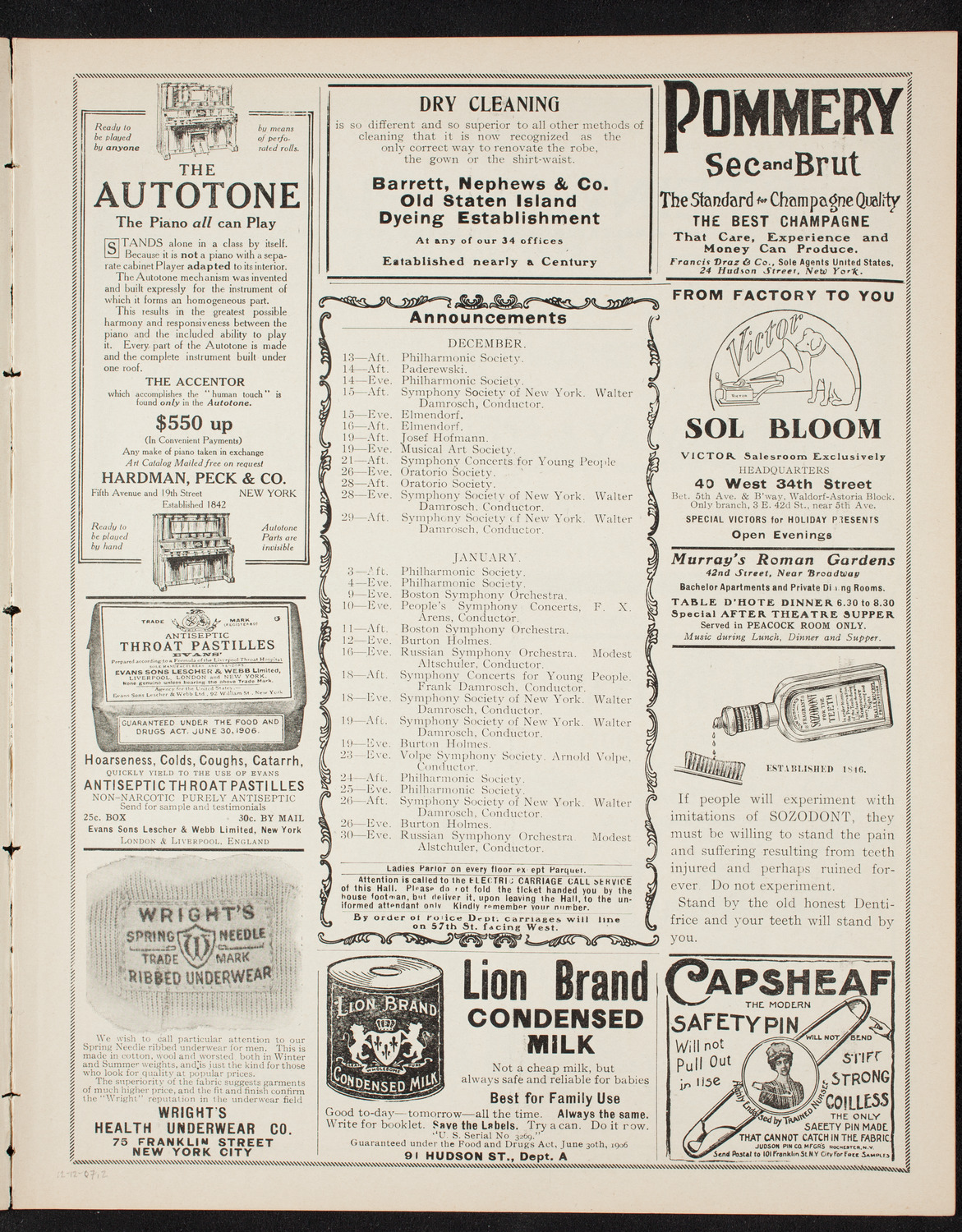 Russian Symphony Society of New York, December 12, 1907, program page 3