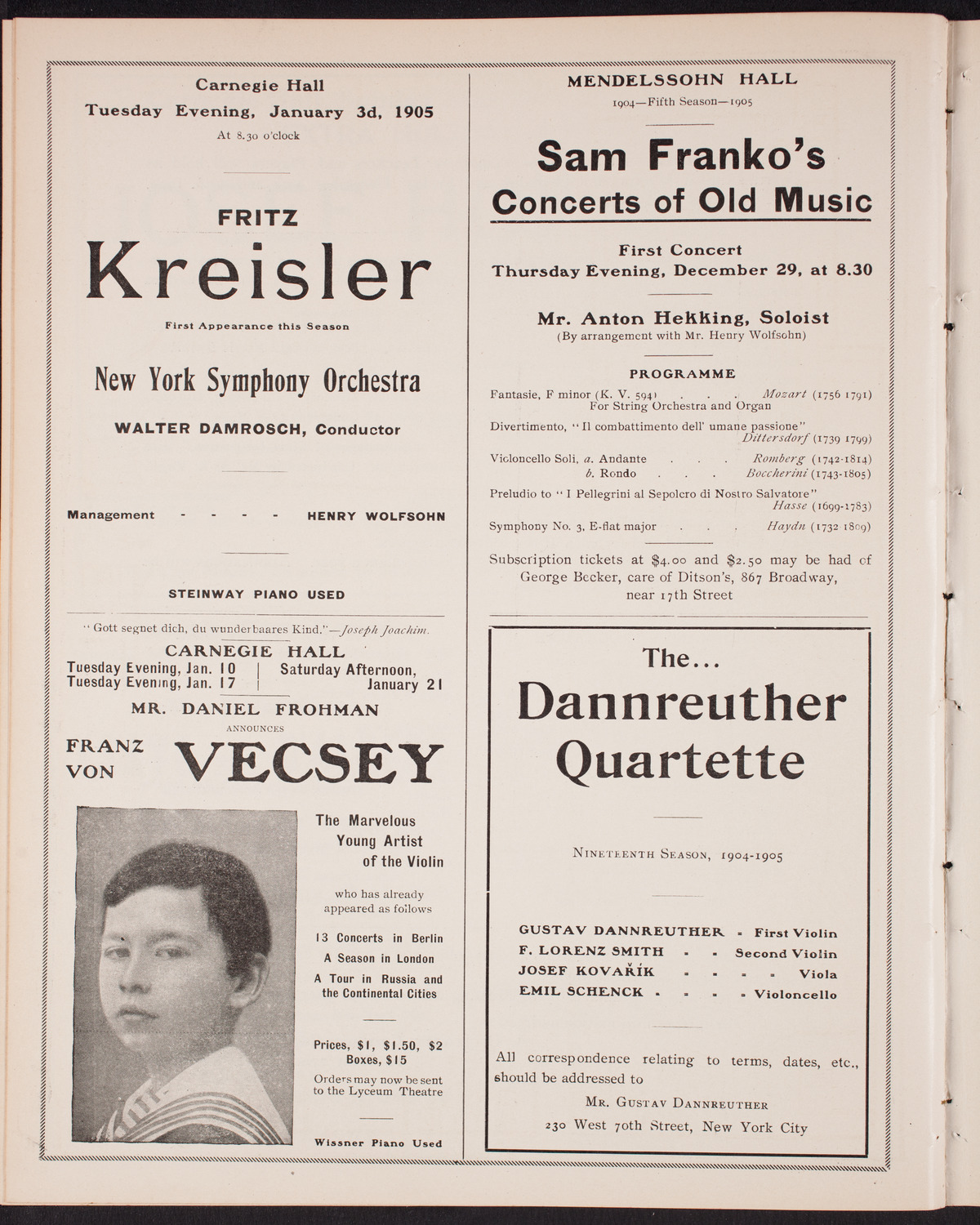 New York Philharmonic, December 17, 1904, program page 12